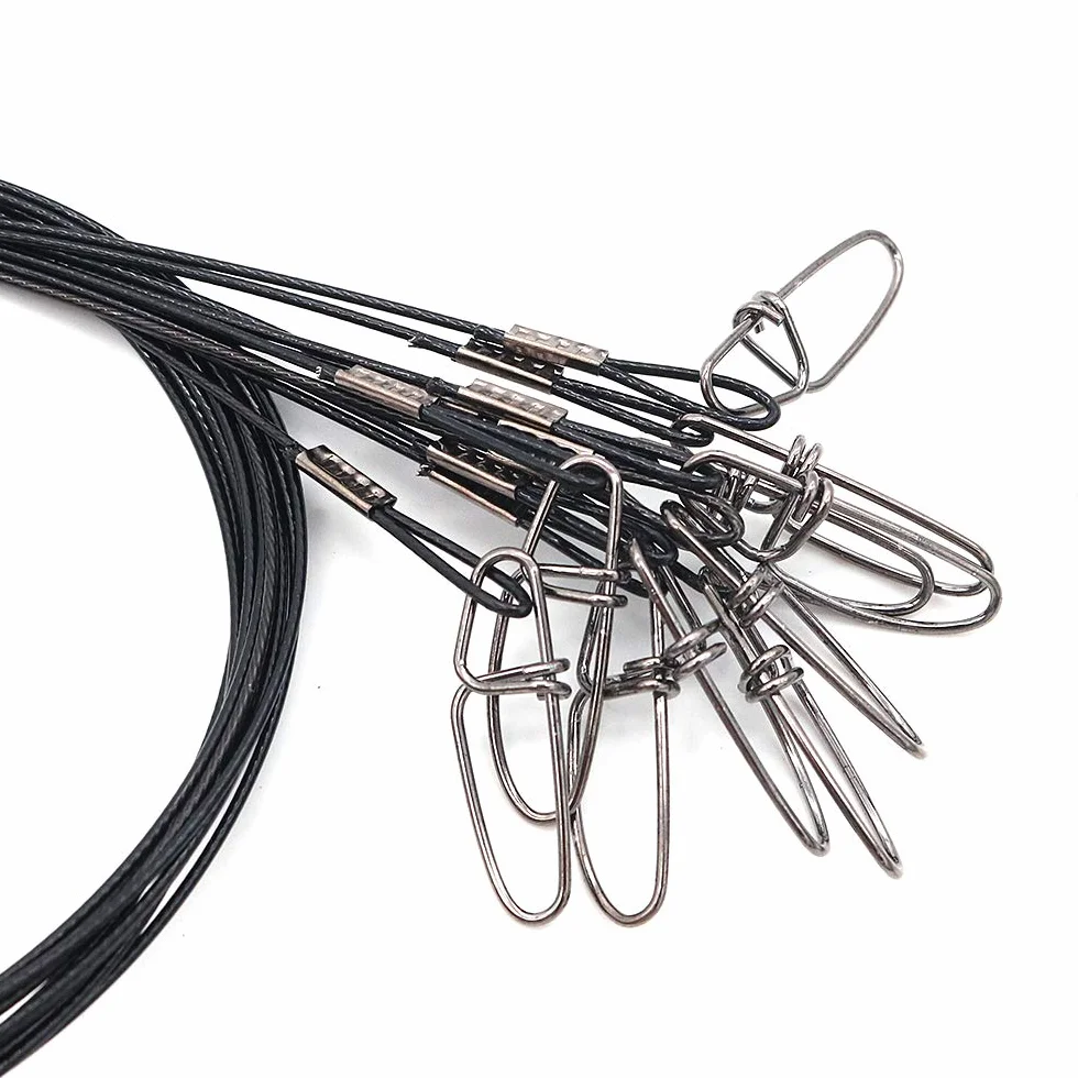 Líderes de alambre de acero inoxidable para pesca 150 libras 19 pulgadas negro
