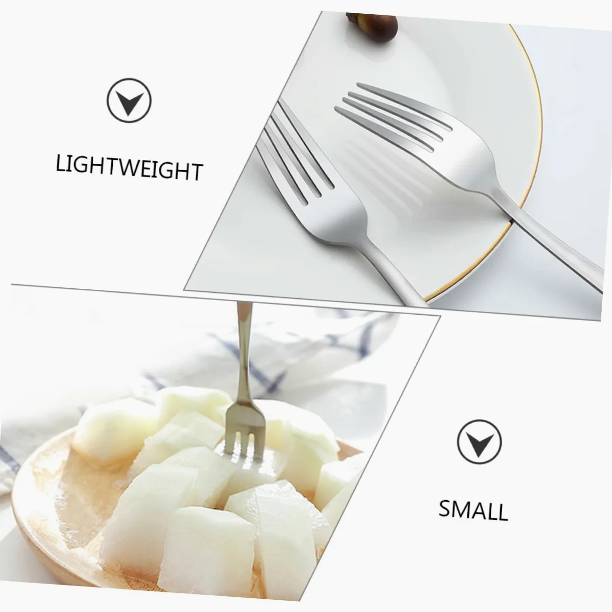 Tenedor de Postre de Acero Inoxidable, 24 Piezas, Plata | Juego Versátil y Cómodo, Formato Pequeño Portátil, Adecuado para Fruta y Mesa