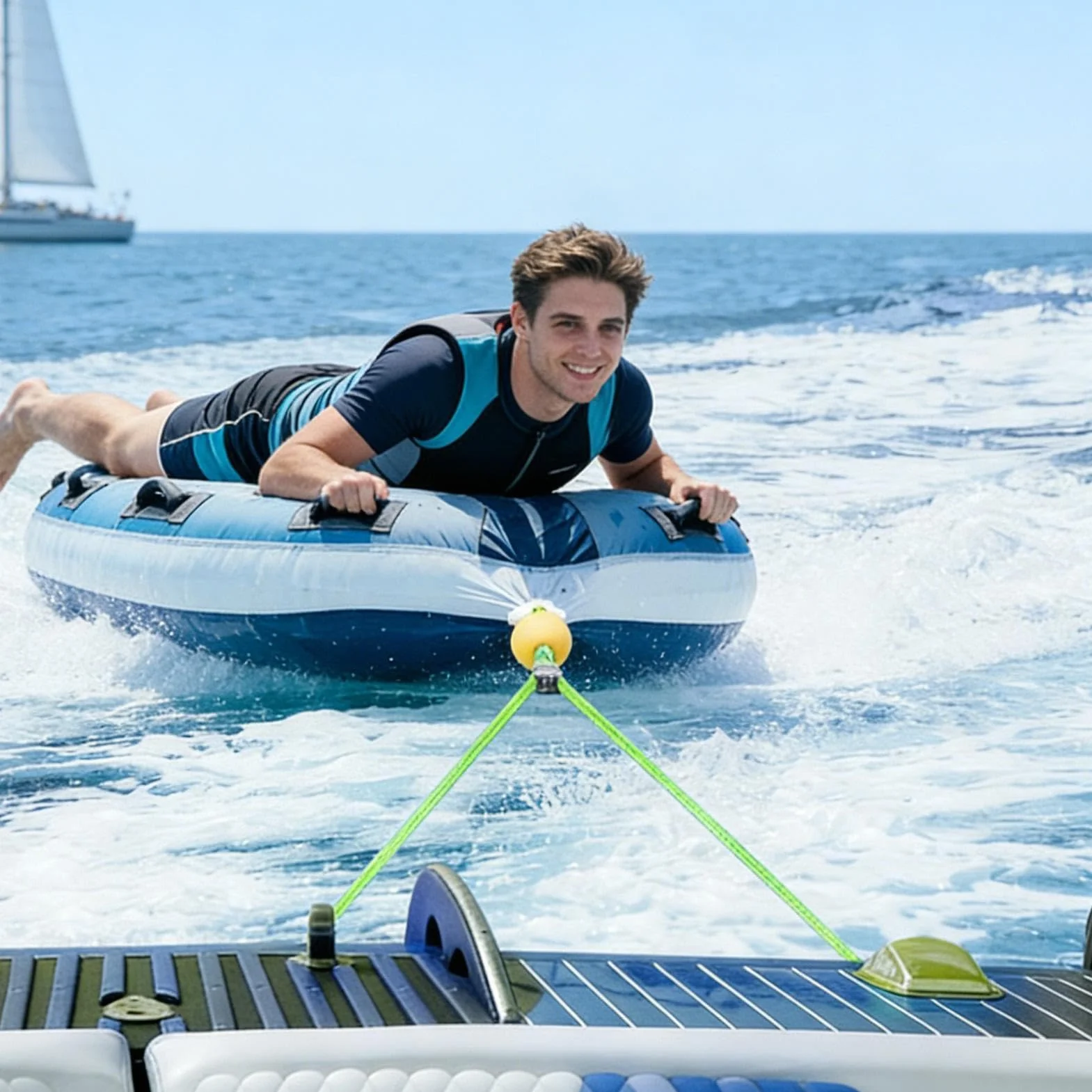 Cabo de Remolque 5 Metros con Flotador Antideslizante para Accesorios de Bote de Esquí Acuático