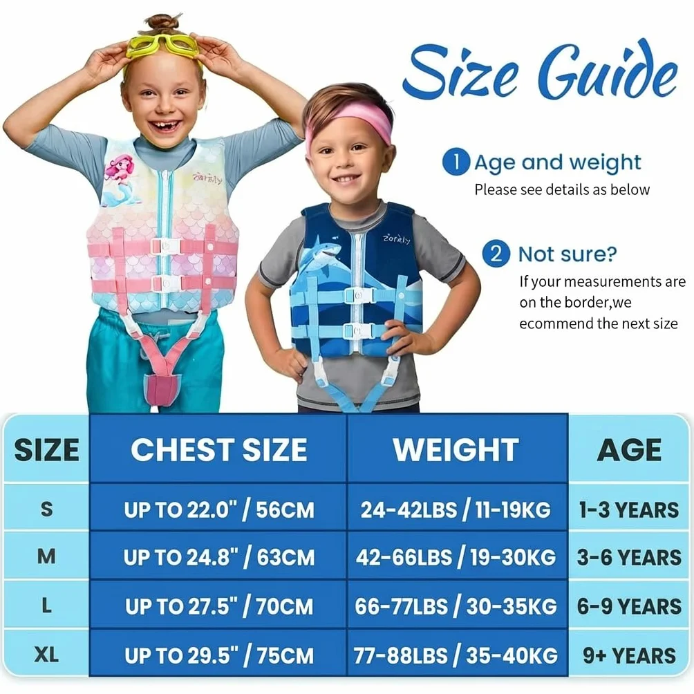 Zeraty Chaleco de Natación para Niños Pequeños con Correa de Ajustable Edad 1-9 años / 22-50 lbs