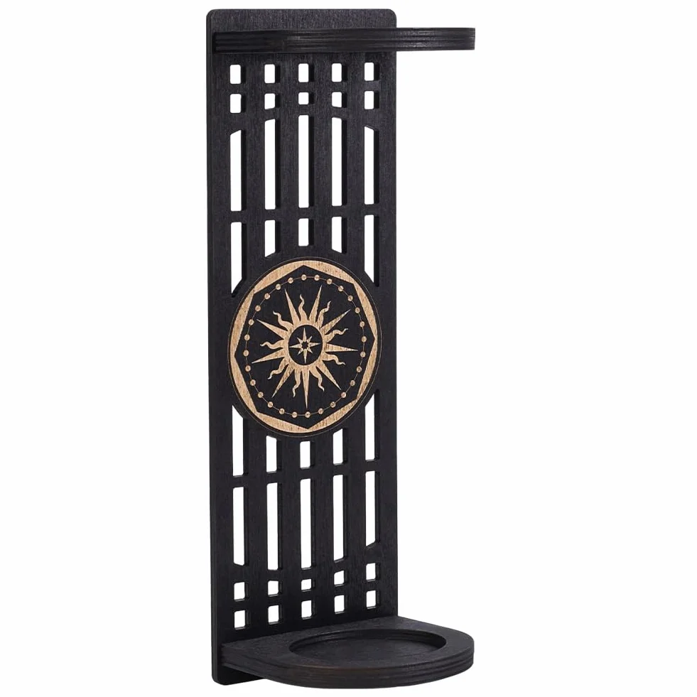 UNICRAFTALE Soporte de pared para espada de luz de madera rectángulo negro patrón solar