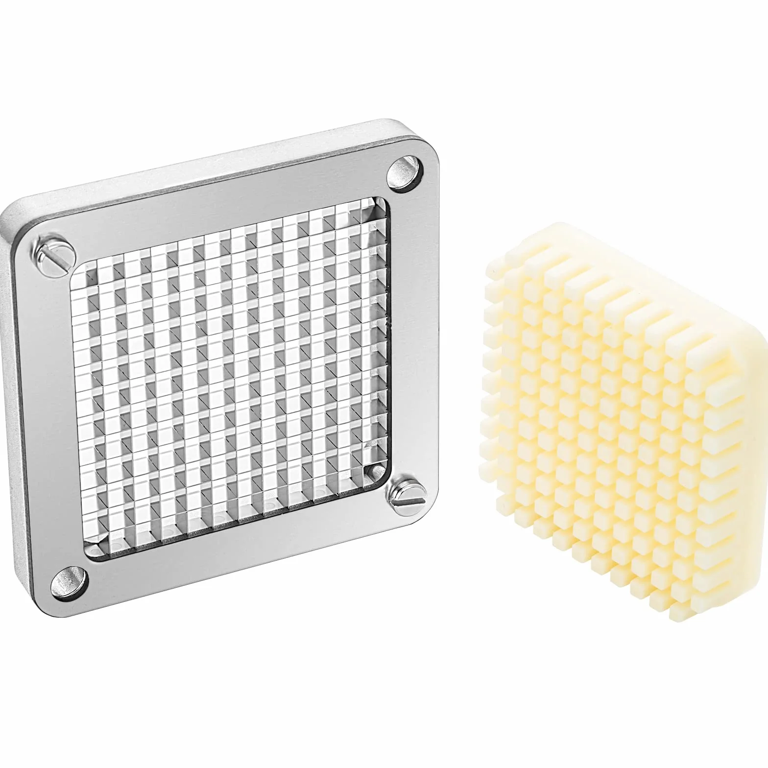 VEVOR Cuchilla picadora de repuesto 1/4" 3 piezas de cuchilla para freír francesa con 6 cuchillos adicionales piezas de acero inoxidable y bloque de empuje para cortar patatas, zanahorias, pepinos