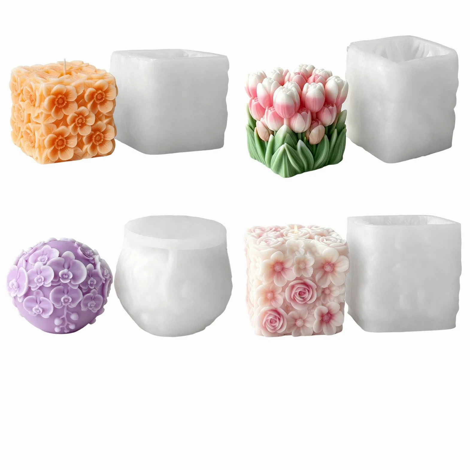Molde de silicona con forma de cesta de flores, molde de silicona para jabón, manualidades, decoración de boda, elastómero fundido de chocolate