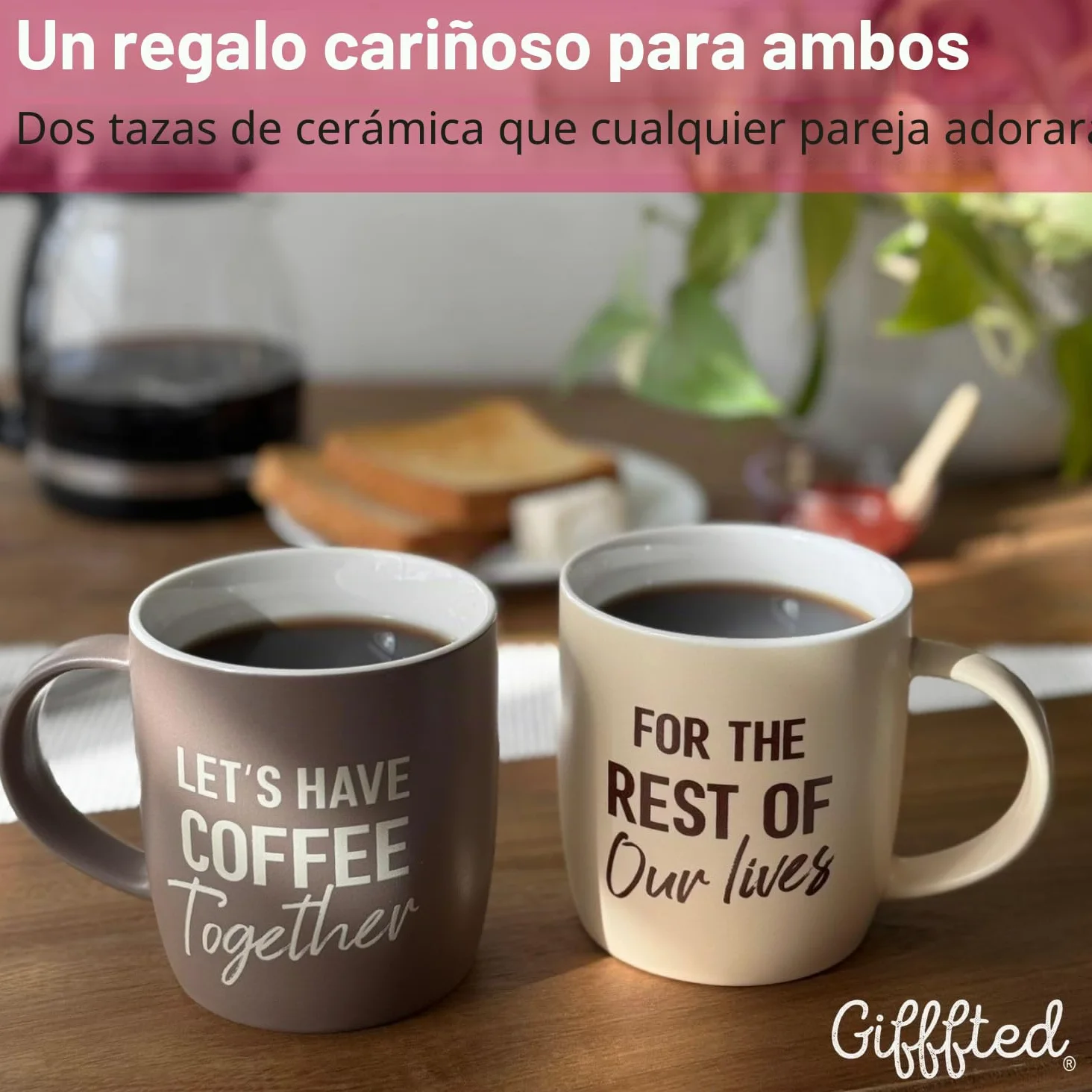 Triple Gifffted Taza de cerámica Let's Have Coffee Together para parejas, 380 ml | Taza de compromiso de boda para parejas, novios, recién casados, él y ella, Mr & Mrs, aniversario, Navidad, San Valentín