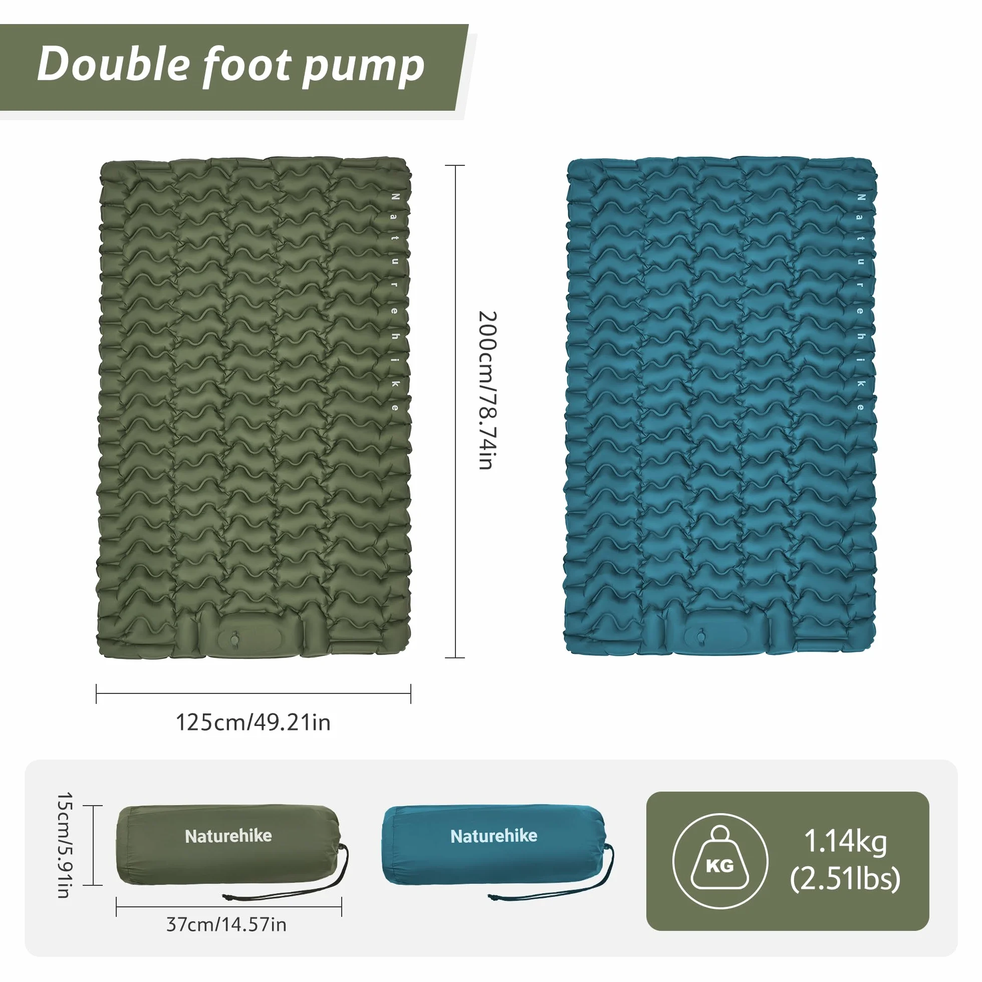 Naturehike Colchoneta inflable ultraligera para camping con almohada y bomba integrada