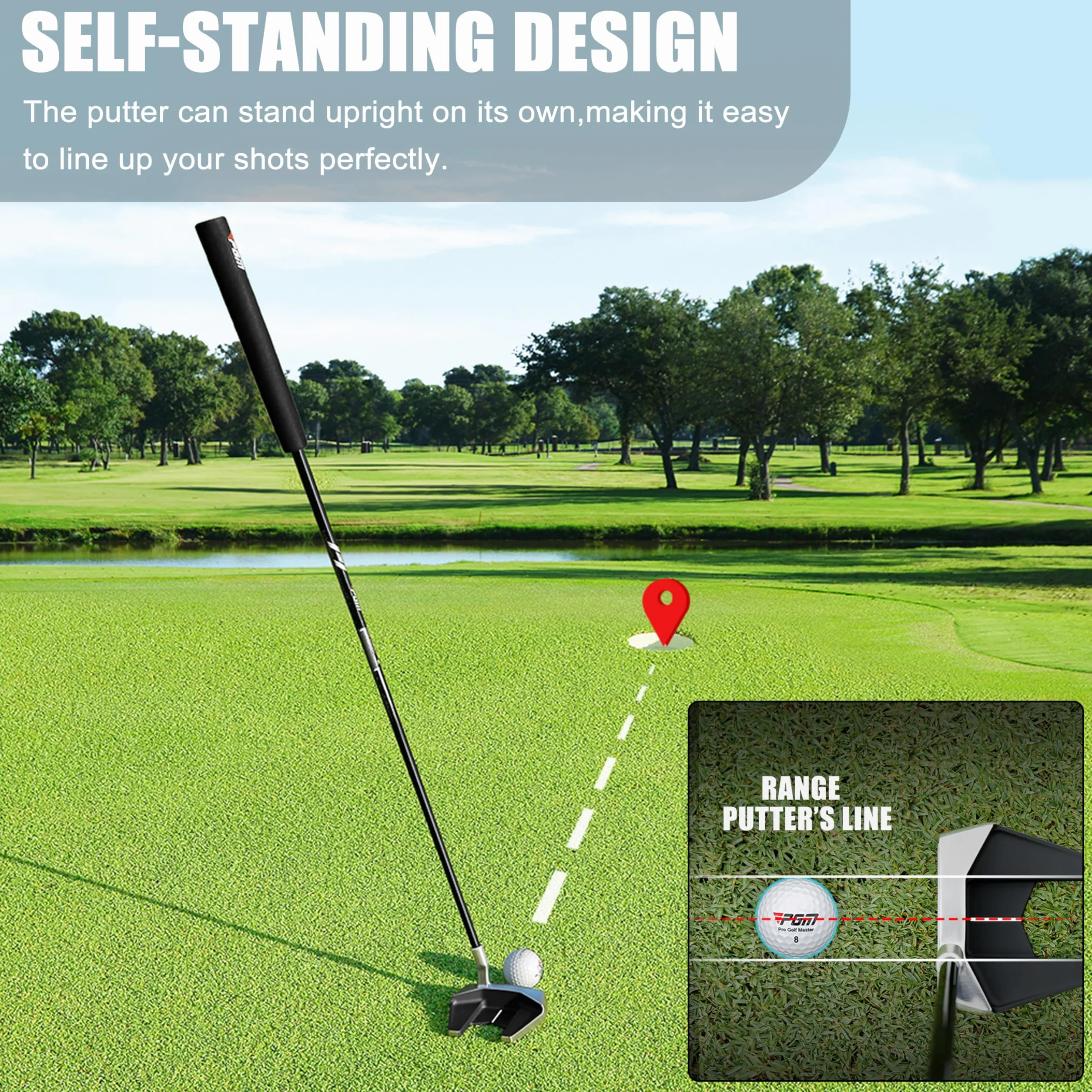 PGM Putter de golf Mazo Alto MOI Eje Grafito Ligero Centro Gravedad Bajo Alineación Fácil
