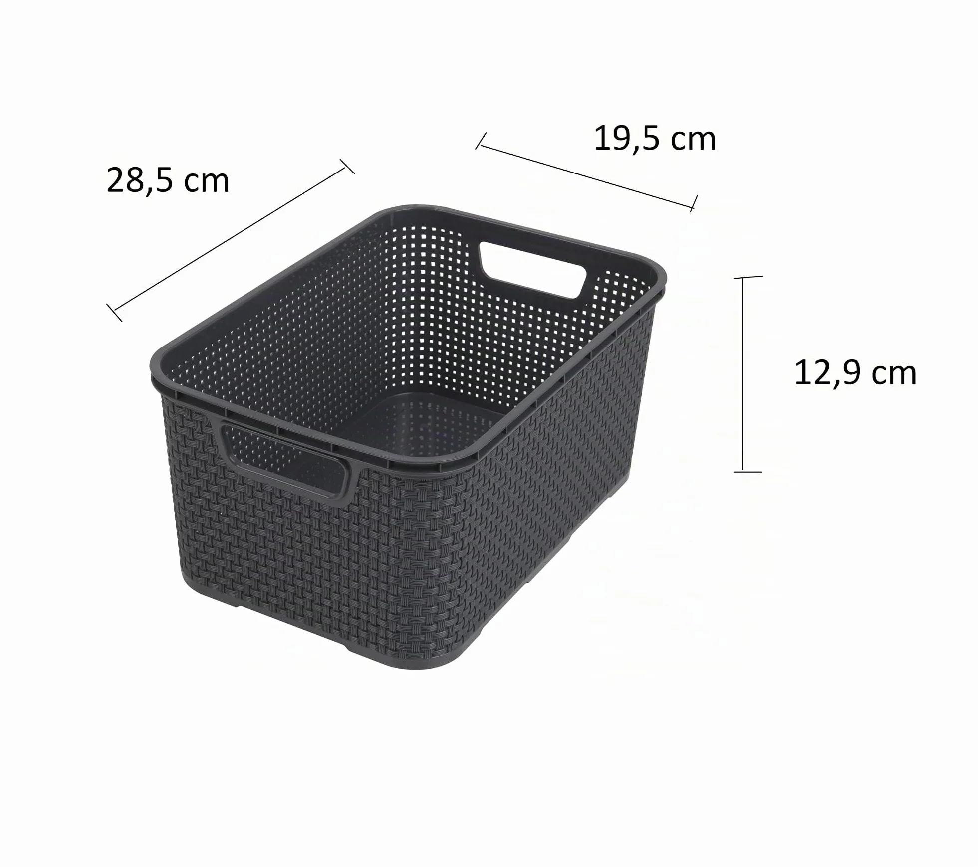 BranQ - Home Essential Cesta universal multifuncional en diseño de ratán, tamaño S 7 L, sin bisfenol A, plástico polipropileno, antracita, 28,5 x 19,5 x 12,9 cm