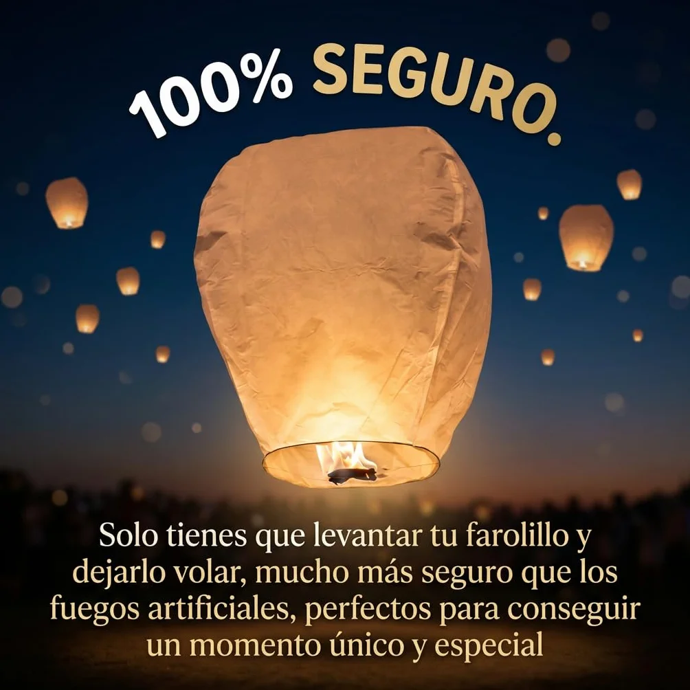 Ediesi, Farolillos Voladores de Papel, 10 Unidades, 100% Biodegradables, Velas Voladoras, Farol Volador, Sky Lanterns, con Rotulador para Escribir Deseos