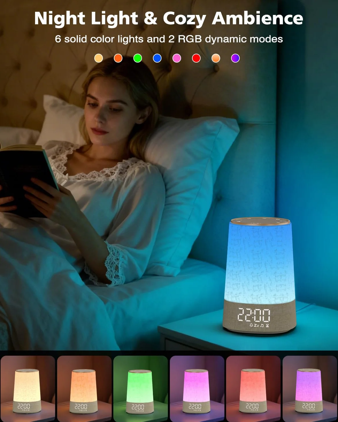 Despertador Amanecer con 30 sonidos de la naturaleza,pantalla totalmente regulable,lámpara de 10 Niveles de Brillo,ayuda para dormir y temporizador, regalos para madres y padres,mujeres y hombres