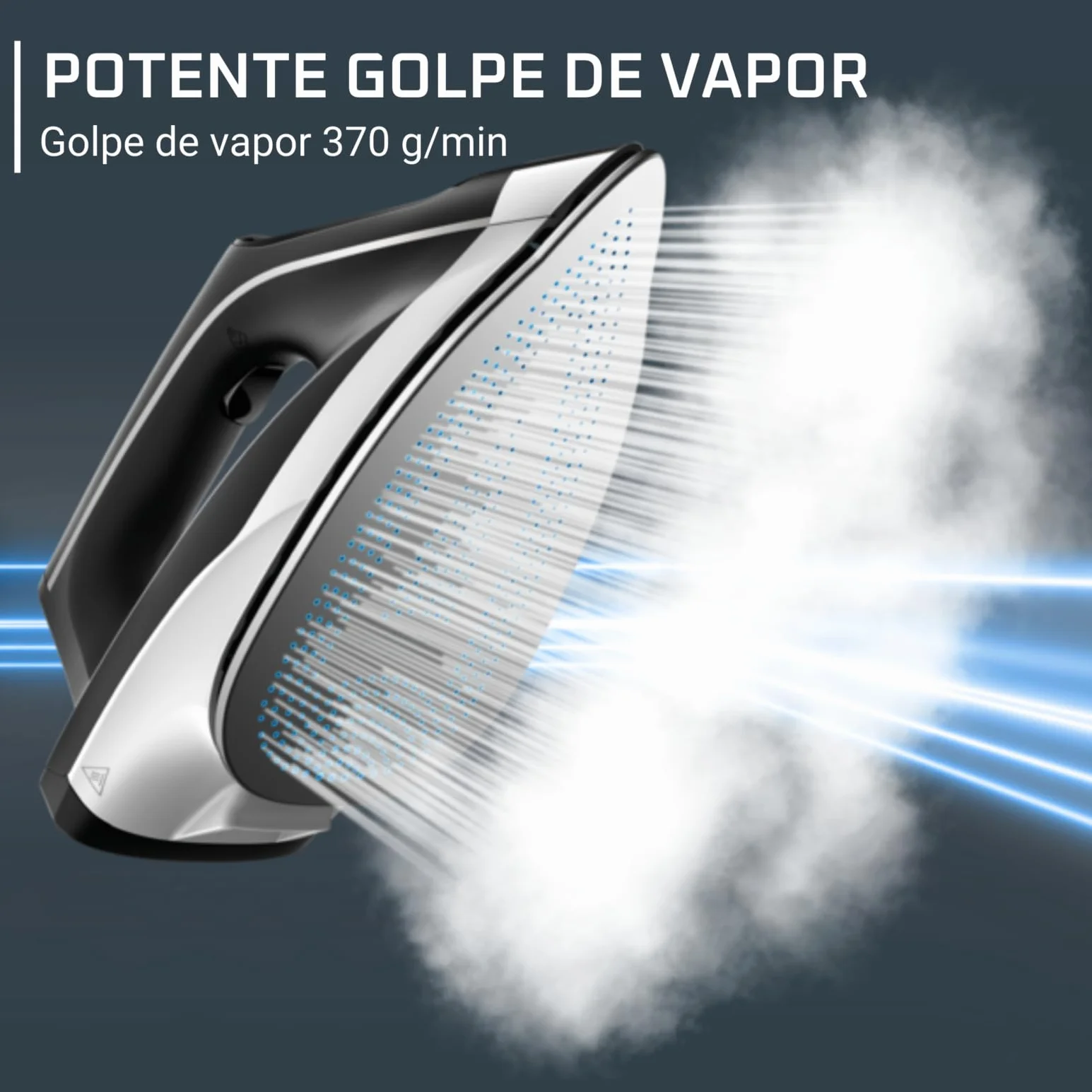 Rowenta Turbosteam VR8322 Centro de planchado 6.5bares, golpe vapor 370g/m, suela MiscroSteam 400, bloqueo para transportar con una mano, sistema antical, modo Eco, depósito agua 1.7L,Negro