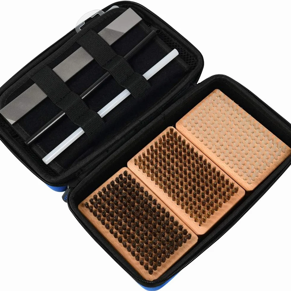 XCMAN Kit de depilación y afinación de esquí y snowboard con caja de cepillos de cera