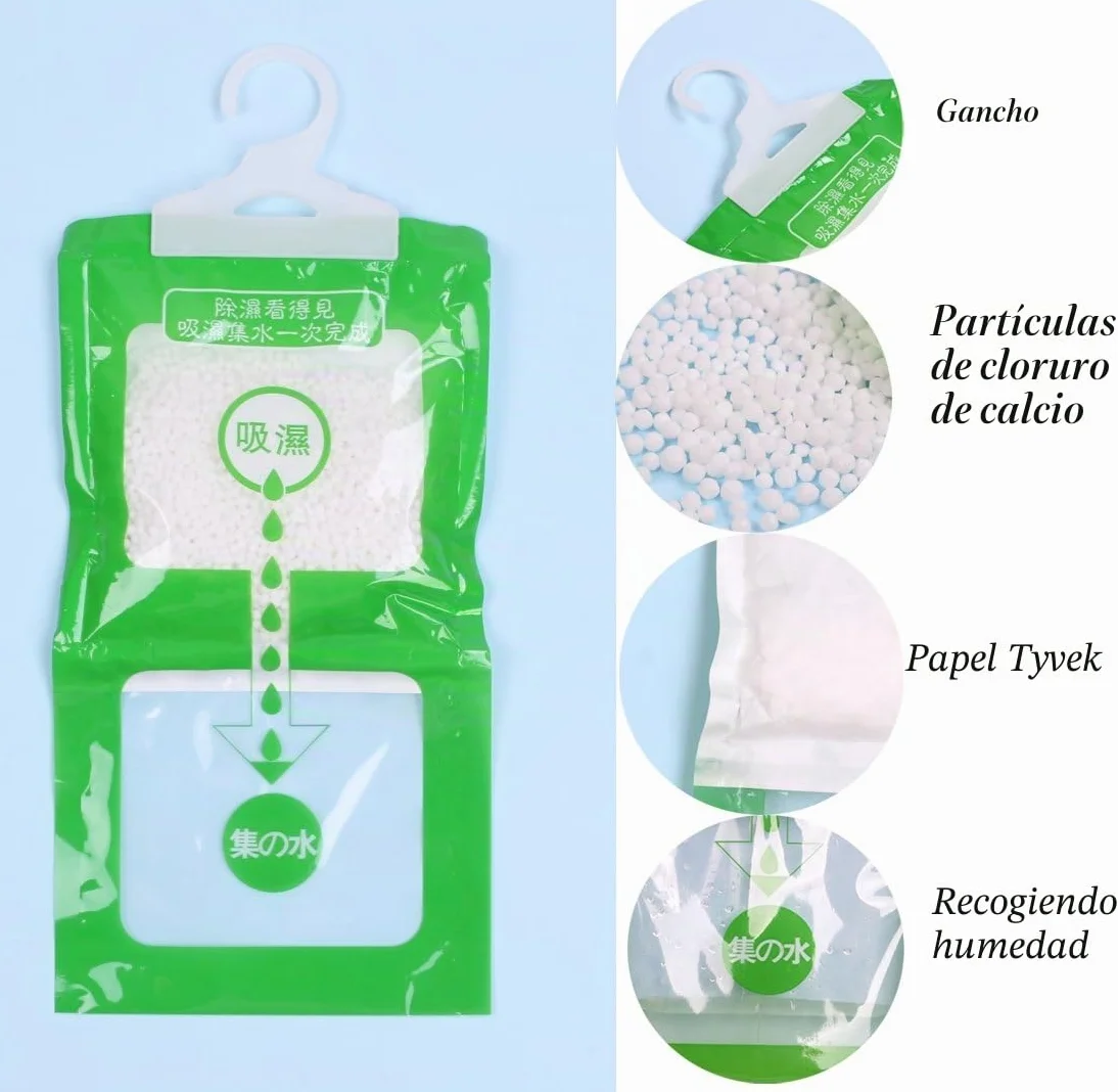 5 Pack Kitchen Bathroom Wardrobe Hanging Hygroscopic Anti-mold Deodorizing Moistureproof Desiccant Bag, Dehumidification Process Could be Witness