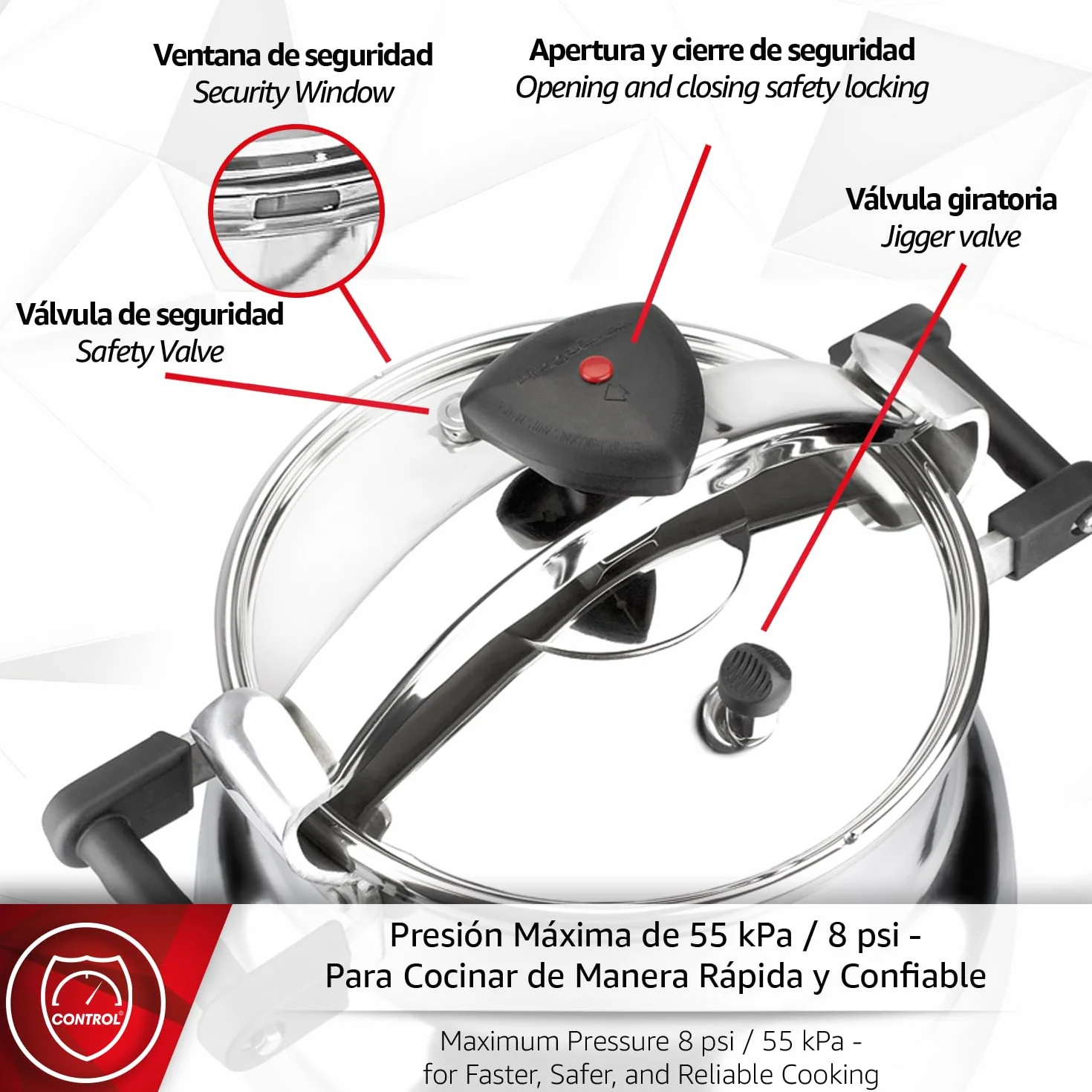 Magefesa Alustar - Olla Express Profesional de 22 Litros, Fabricada en Aluminio, Apta para Gas, Vitrocerámica y Eléctrica, 3 Sistemas de Seguridad