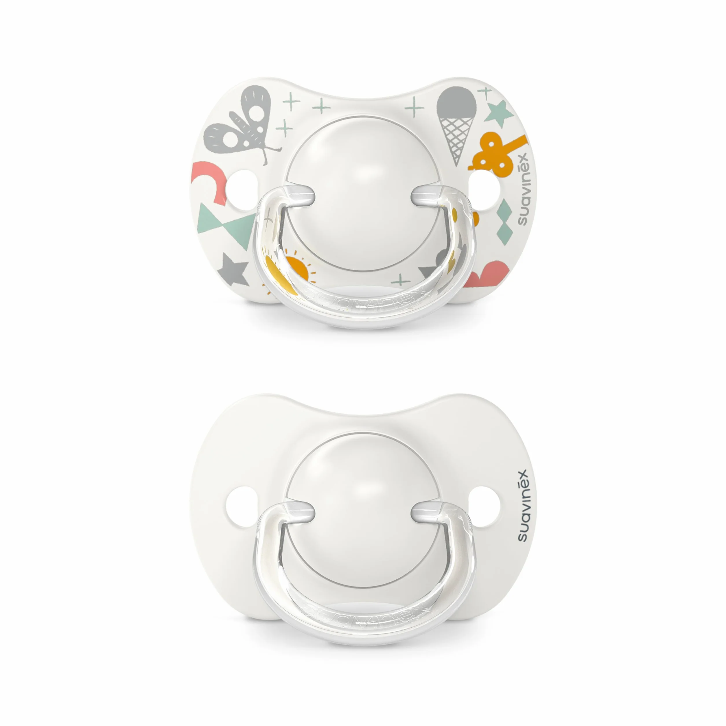 Suavinex Pack de 2 Chupetes con Tetina Fisiológica de Silicona SX Pro para Bebés 0-6 Meses, Walk Gris