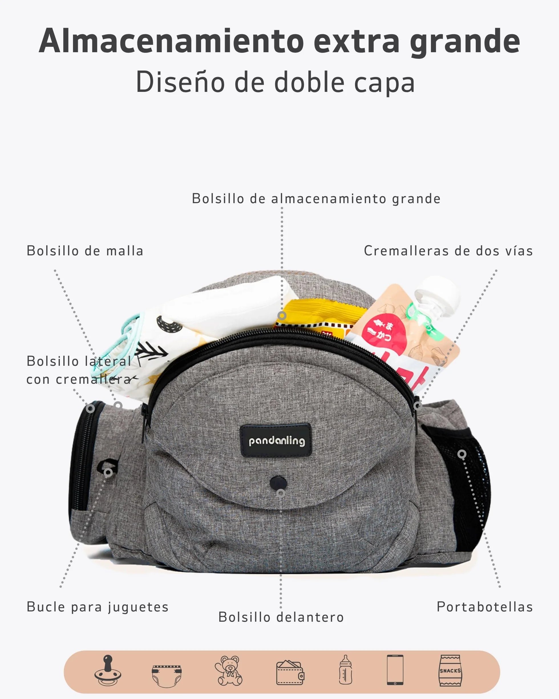 Cinturón Portabebés Ergonómico 3-20 kg 0-36 Meses Gris | Ganador Premio Mom's Choice
