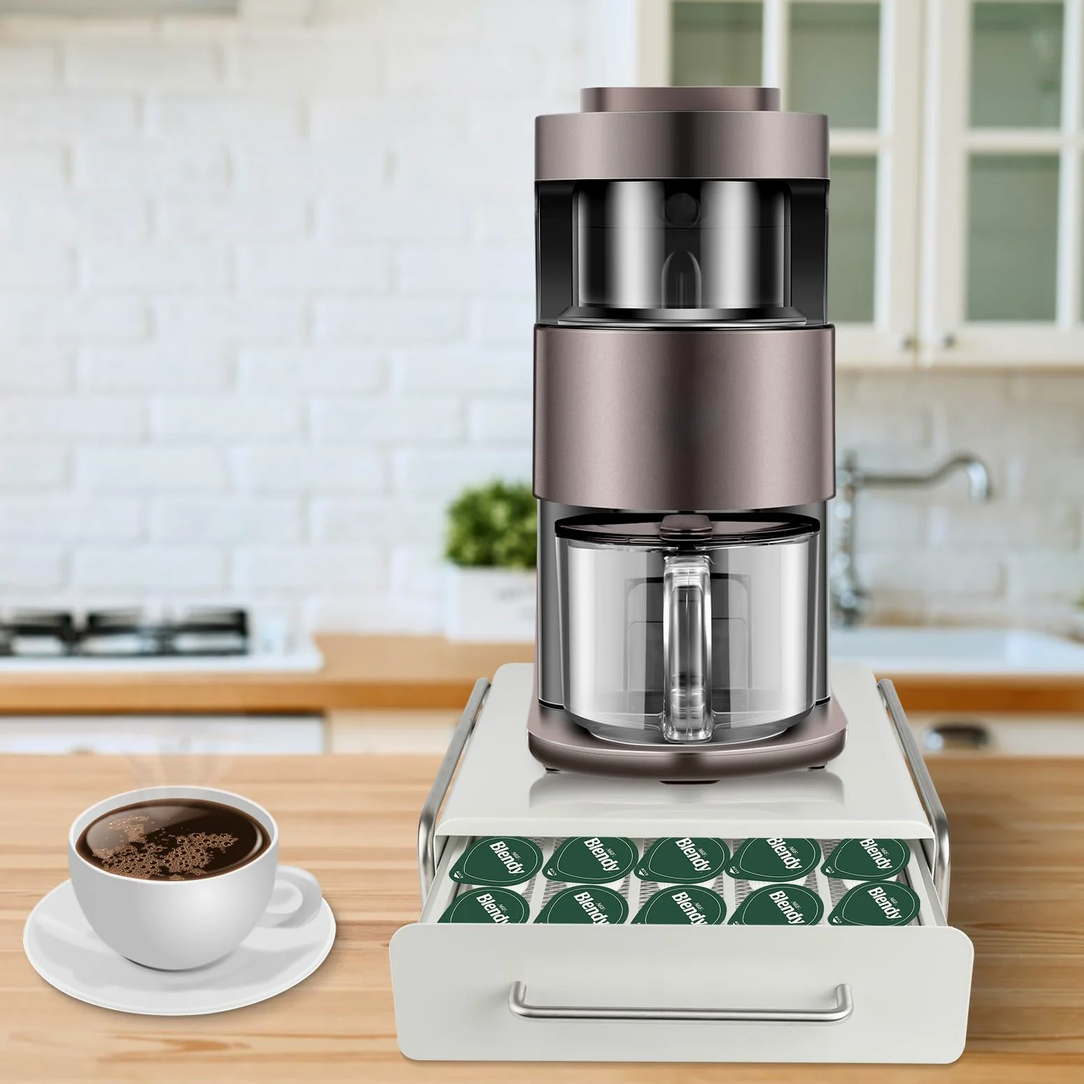 Cajones para Cápsulas de Café, Organizador para Cápsulas Dolce Gusto Capas Dispensador de Capsulas con Soporte de Máquina de Café, Cajón para Almacenar, Portacápsulas (30.5 * 31.5 * 10cm/36,blanco)
