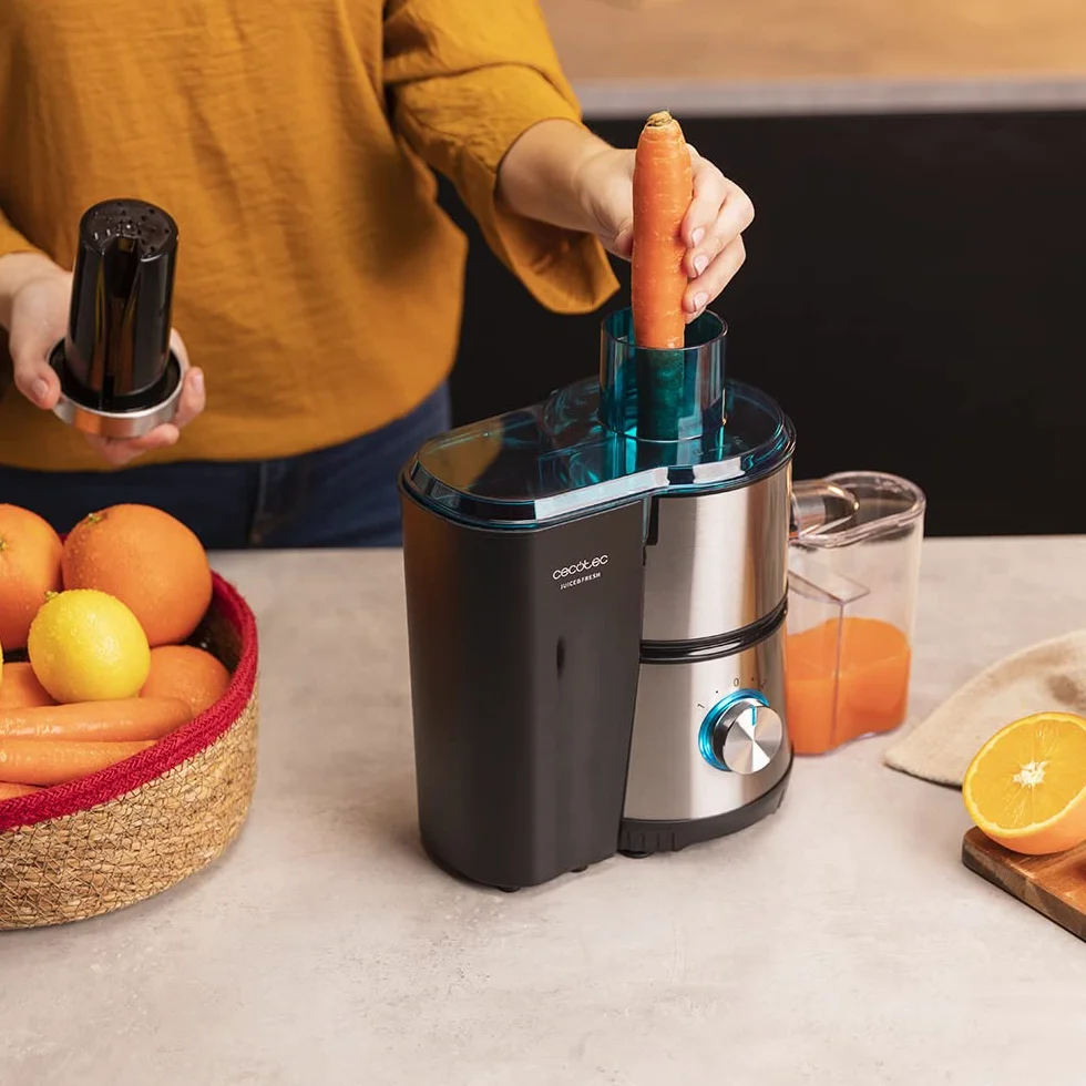 Cecotec Licuadora Orbital Juice&Fresh 400 Titan Black. 400 W, 20000 RPM de Velocidad, Tamaño Compacto, 2 Velocidades, Disco con Recubrimiento de Titanio Negro, Sistema antigoteo, Jarra 350 ml