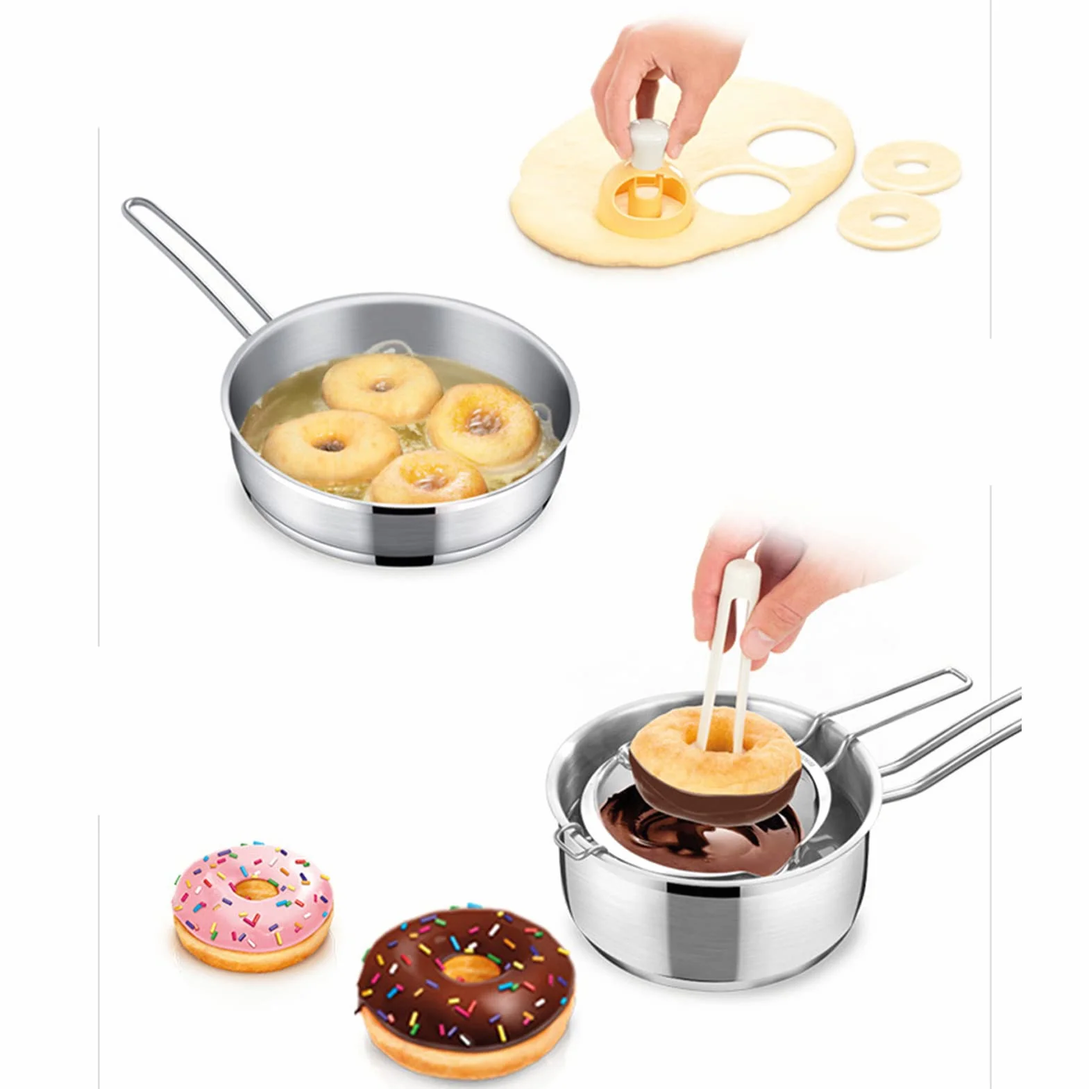 Molde para Donas con Pinzas para Mojar, Hecho De Plástico Reutilizable, Conveniente para Hacer Donas, Moldes para Donas para Cocina Y Restaurante