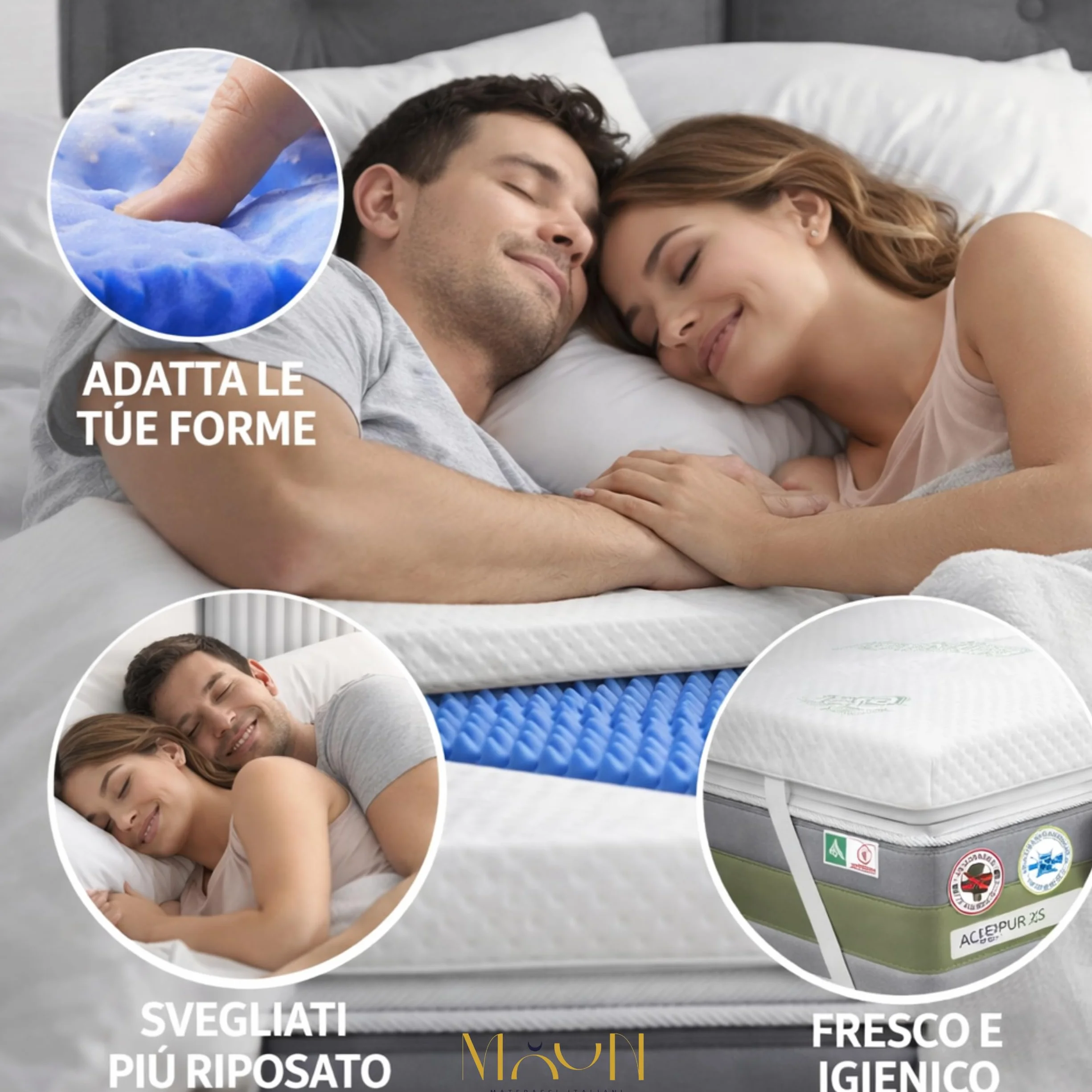 Cubrecolchón de plaza y media, 110 x 190 cm, desenfundable, de espuma viscoelástica de 8 cm de alta densidad – Corrector de colchón Bugnato transpirable con revestimiento de aloe vera – Refrescante