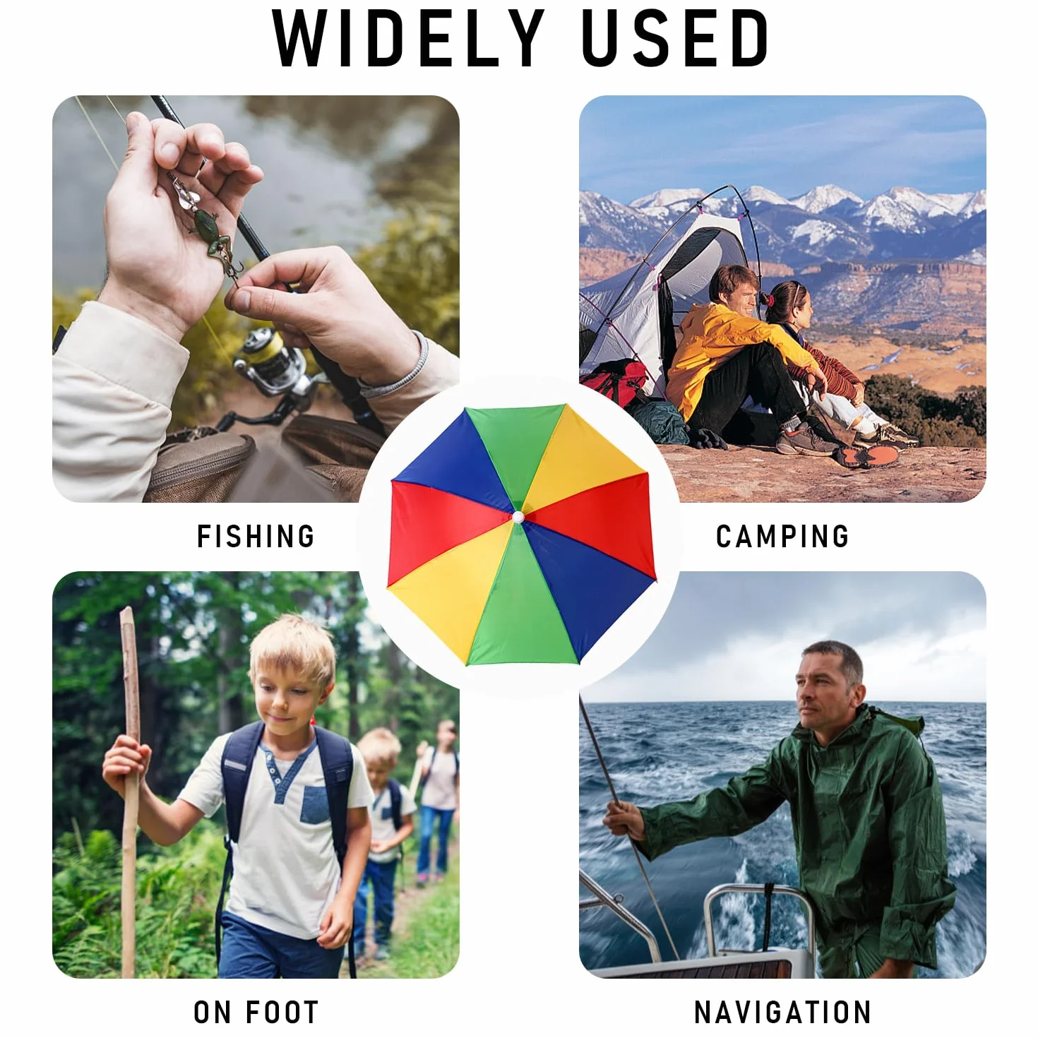 MEMOFYND Paraguas de Pesca Arco Iris Plegable Protección UV 360° Lluvia y Sol