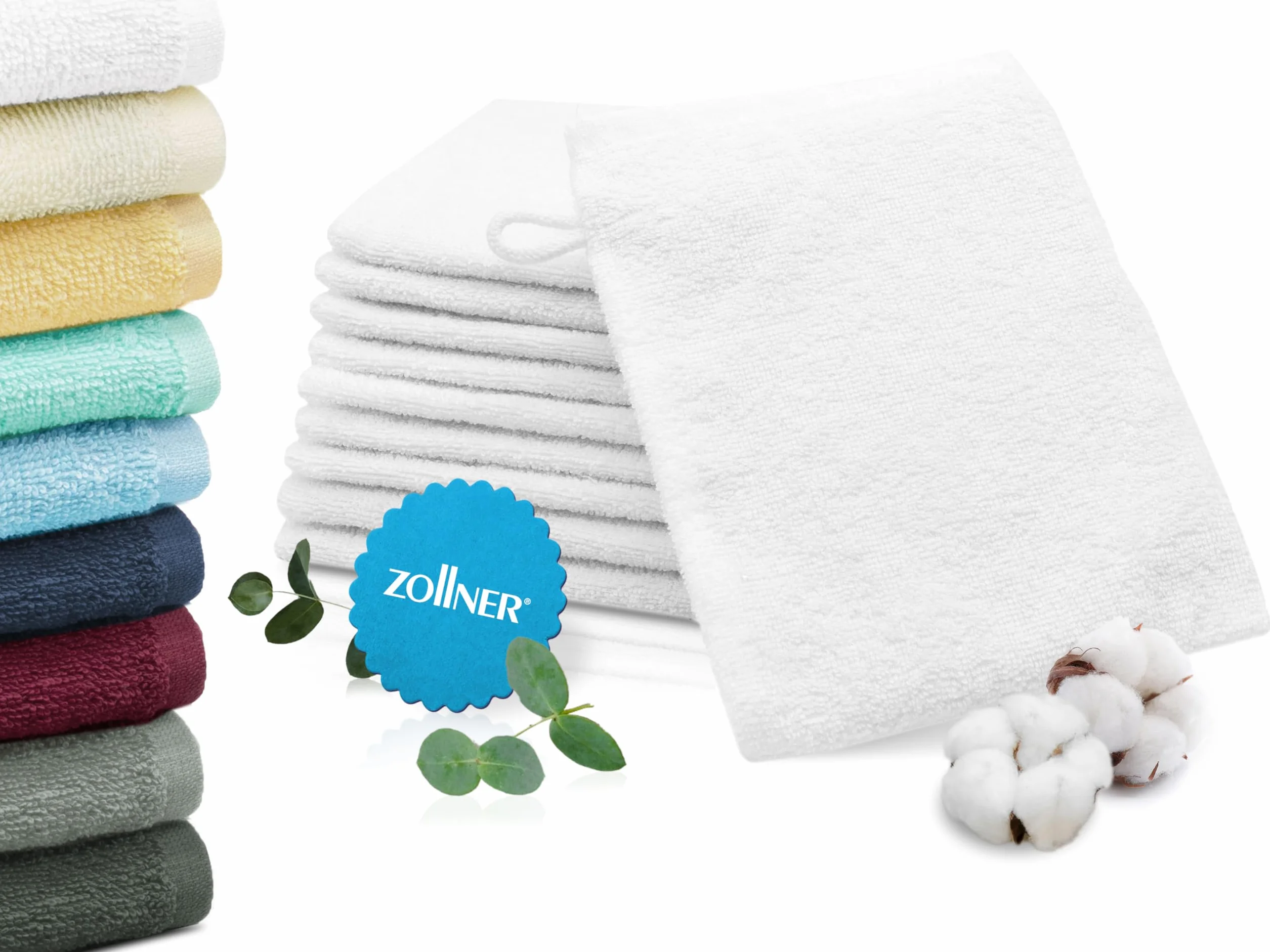 ZOLLNER Manoplas de baño 100% algodón 16x21 cm Blanco