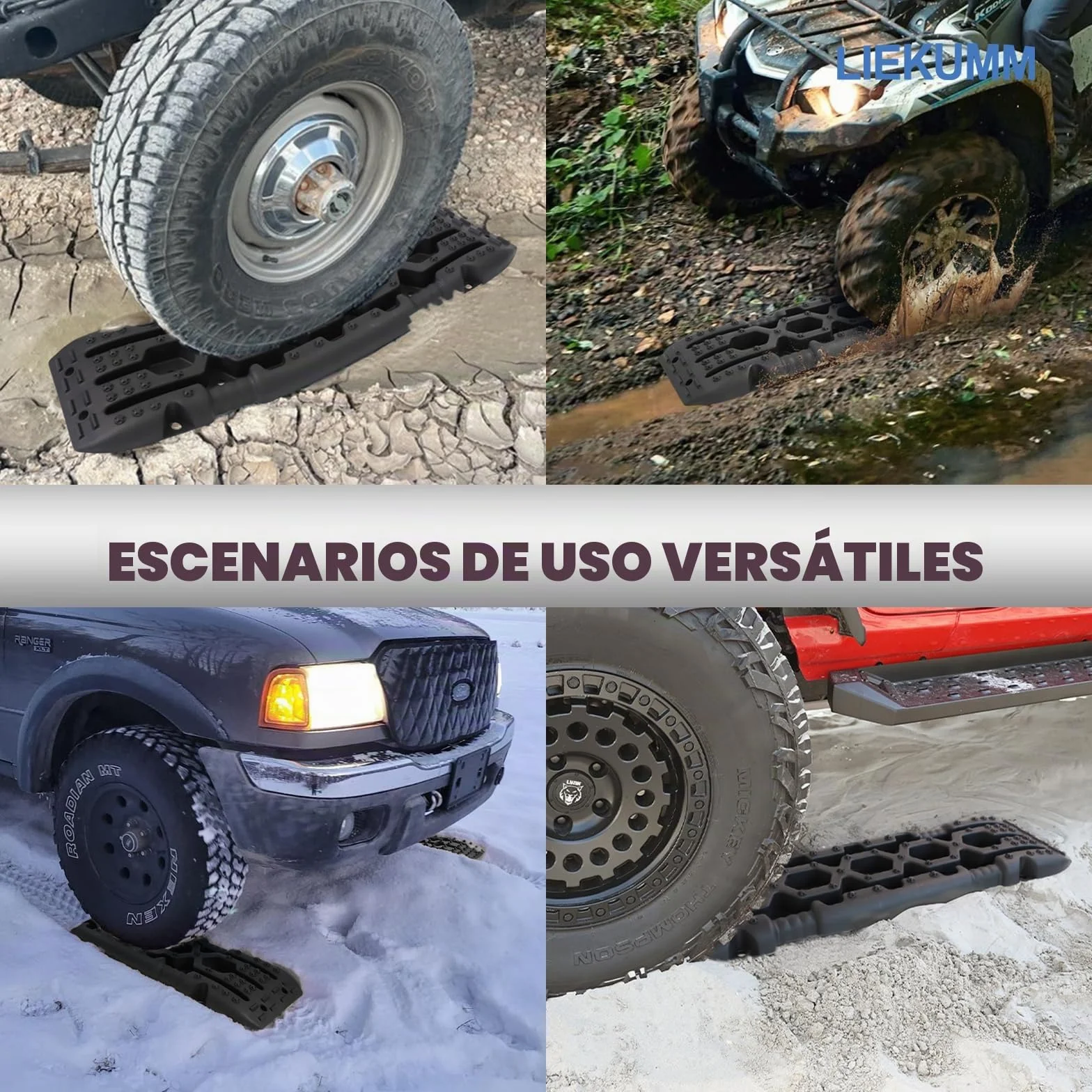 LIEKUMM 2 x hojas de arena todoterreno ayuda a la tracción para la nieve, todoterreno, 10 T, para la recuperación de coche, camión, 105 x 29 x 6 cm
