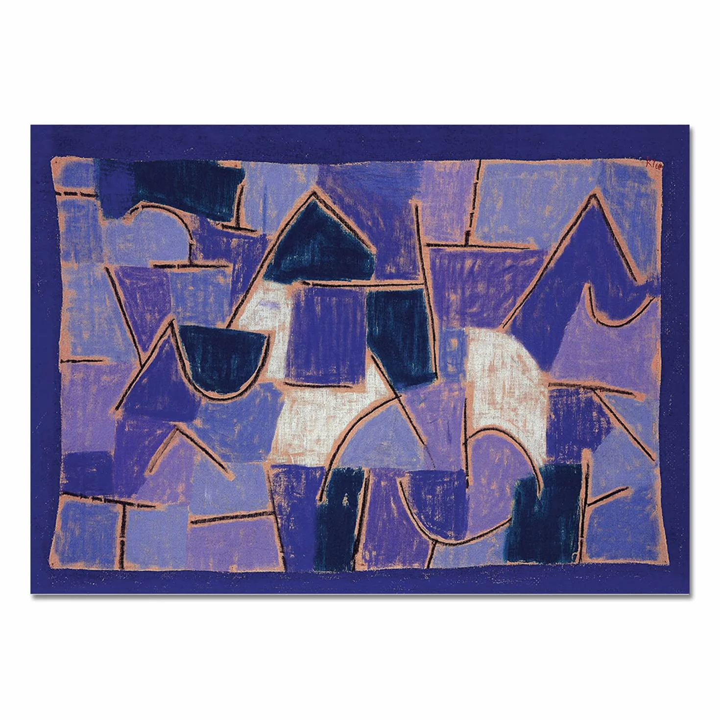 Giallobus - Pinturas - Paul Klee - Noche Azul - Vidrio acrílico plexi - 70x50 - Listo para Colgar - Cuadros Modernos para el hogar