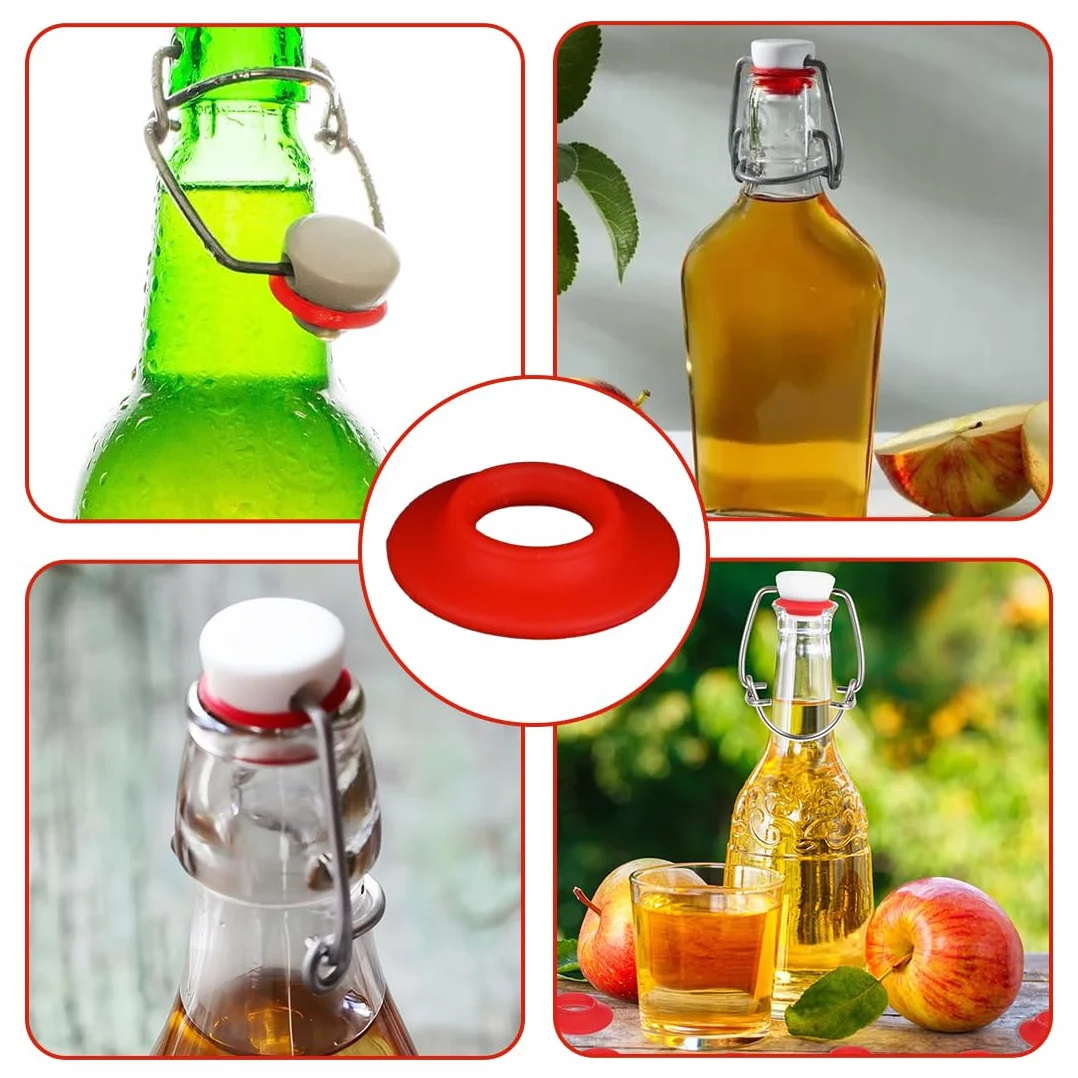40 Piezas Junta de Silicona,Junta de Goma de Botella Giratoria,Sello de la Botella de Cerveza,Sello de Tapa de Silicona,Junta de Botella Volcada,Sello de Silicona para Tapa de Tapa Giratoria