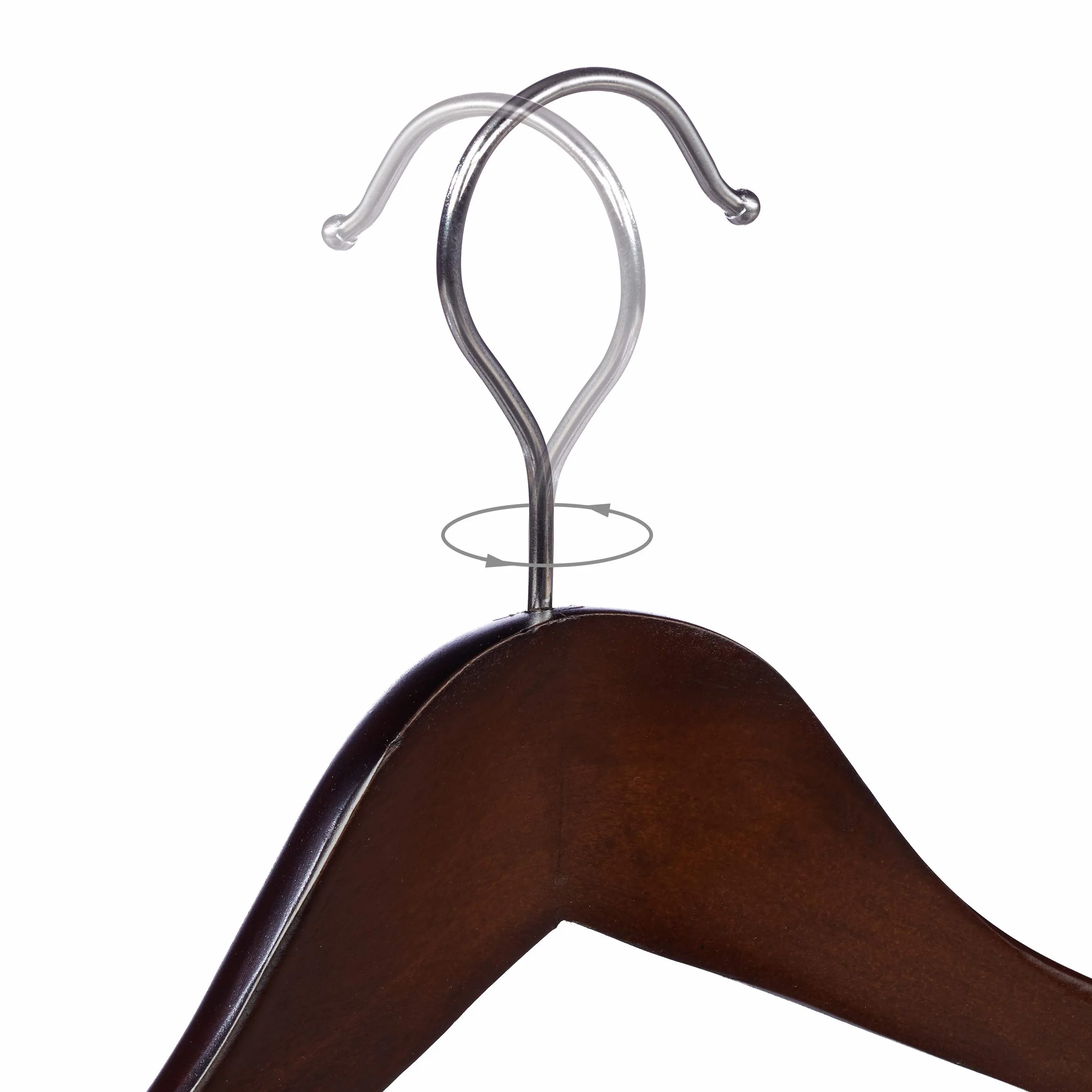 Relaxdays Pack 5 Perchas Traje Anchas, Colgadores Chaquetas, Pantalones, Madera-Metal, 24x44,5x5,5 cm, Marrón