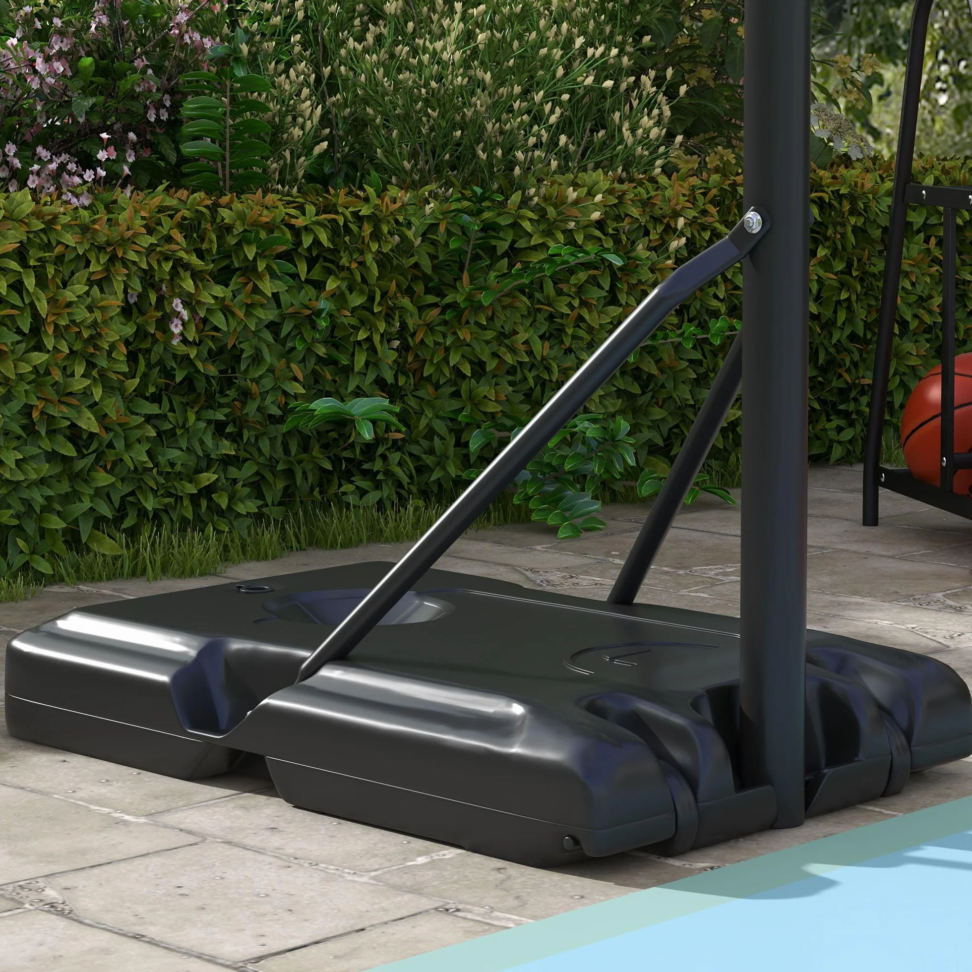 SPORTNOW Canasta de Baloncesto Exterior Altura Ajustable 182-213 cm Aro con Soporte Ruedas Base Rellenable Negro