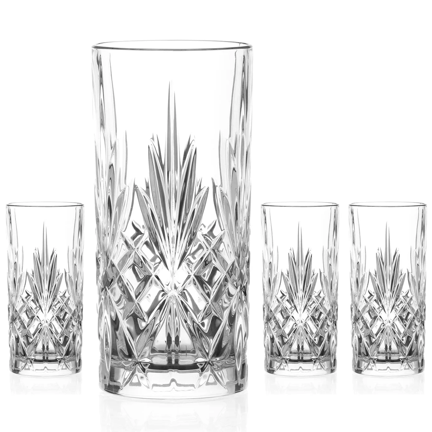 DIAMANTE Chatsworth Hi Ball - Vaso de cristal perfecto para bebidas largas, cócteles y agua, cristal premium, juego de 4