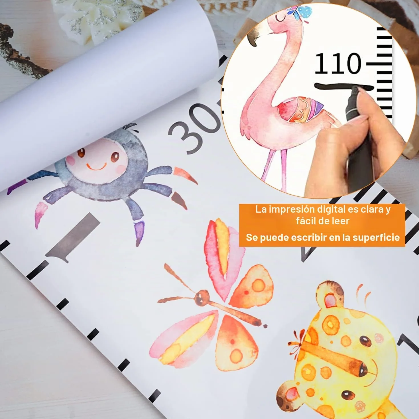 Extraíble Regla de Altura 20×200 cm Medidor Niños Adhesivo Pared Guardería