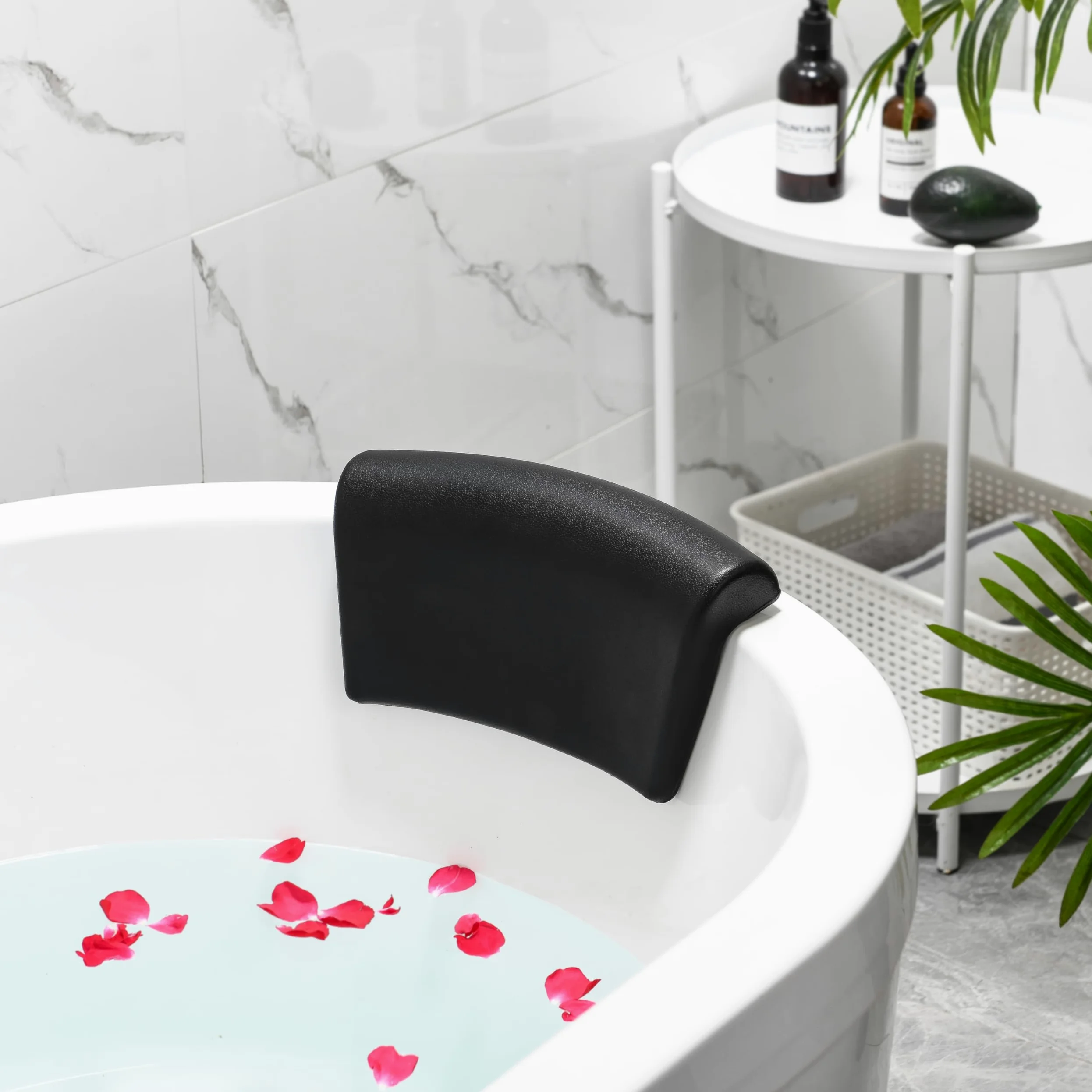 Almohada de Bañera Ergonómica con Ventosas Antideslizantes - Cojín Impermeable para Soporte Cervical, Confort y Relajación en el Baño o SPA en Casa - Color Negro