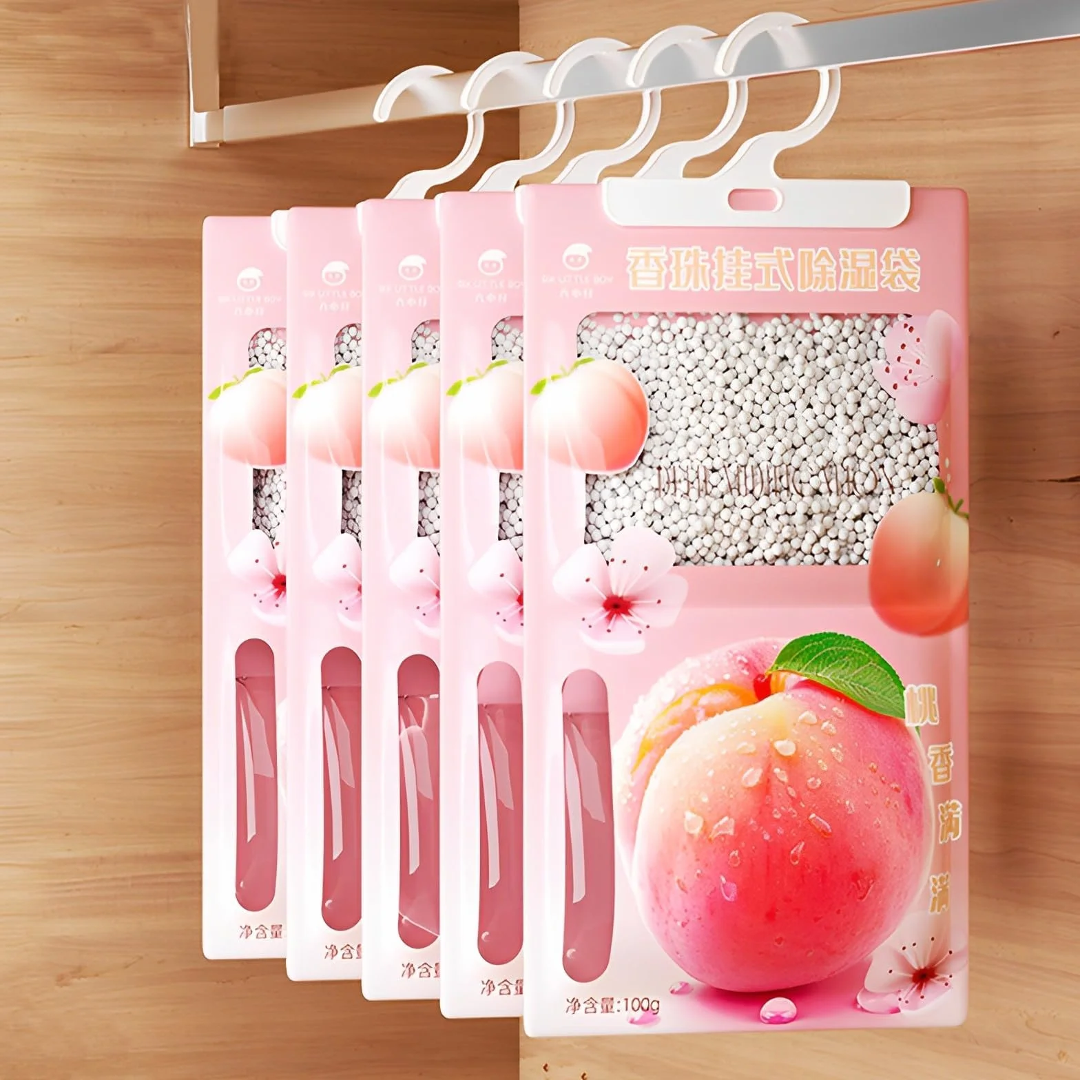 5 Piezas x 100 g Bolsas Antihumedad con fragancia, Deshumidificadores Armarios, Absorbentes de humedad para Colgar, Eliminar la Humedad para Armarios, Cuartos de Lavado, Eliminar Olores Desagradables