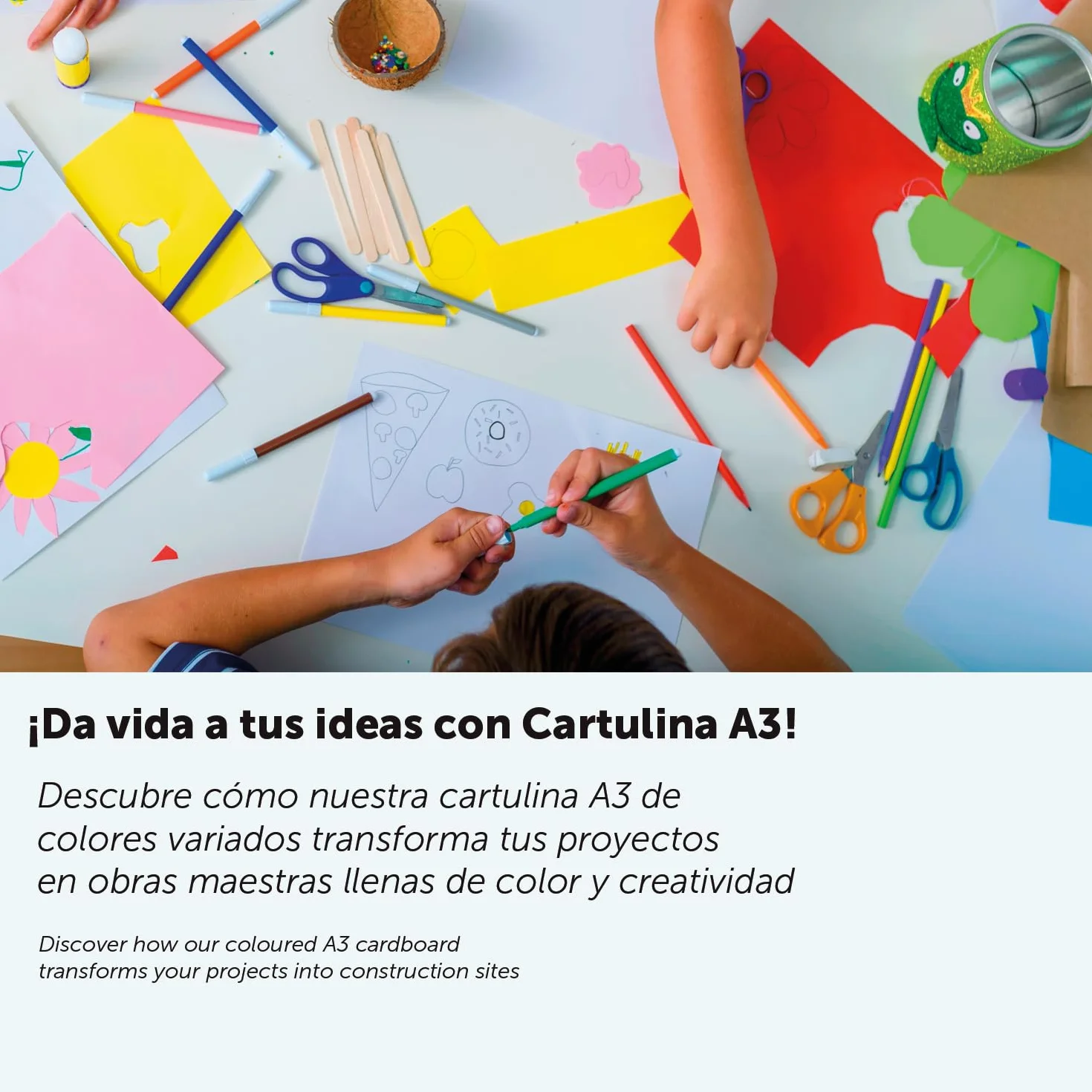 M-Office Cartulina A3 180gr - Surtido de Colores Intensos para Manualidades, Impresión de Documentos y Diseños Creativos (10 Hojas)