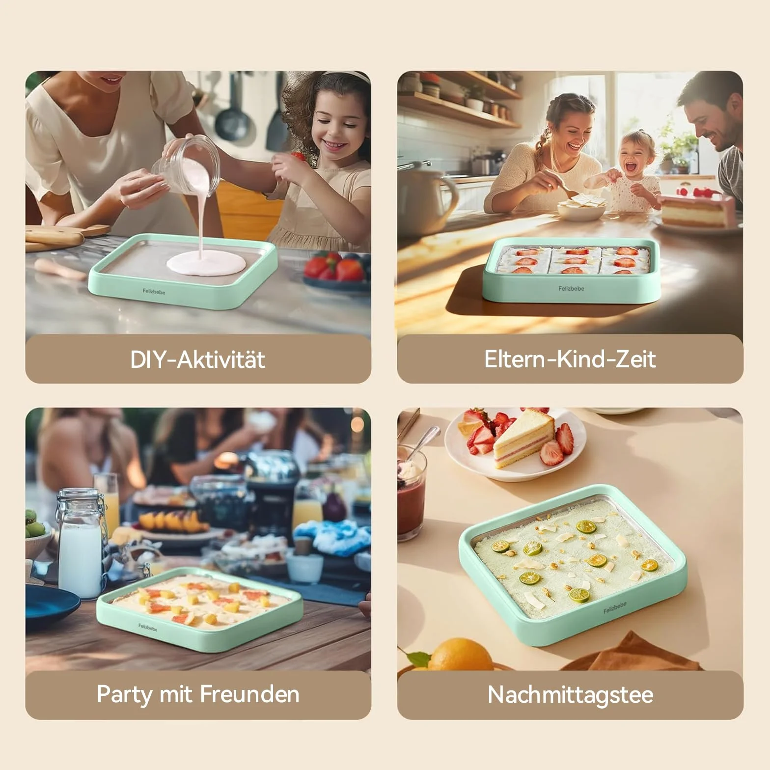 Máquina de helado enrollada, acero inoxidable SUS316 de grado alimenticio, bandeja instantánea para hacer helados con tapa y 2 espátulas, máquina de yogur congelado para actividades, Verde