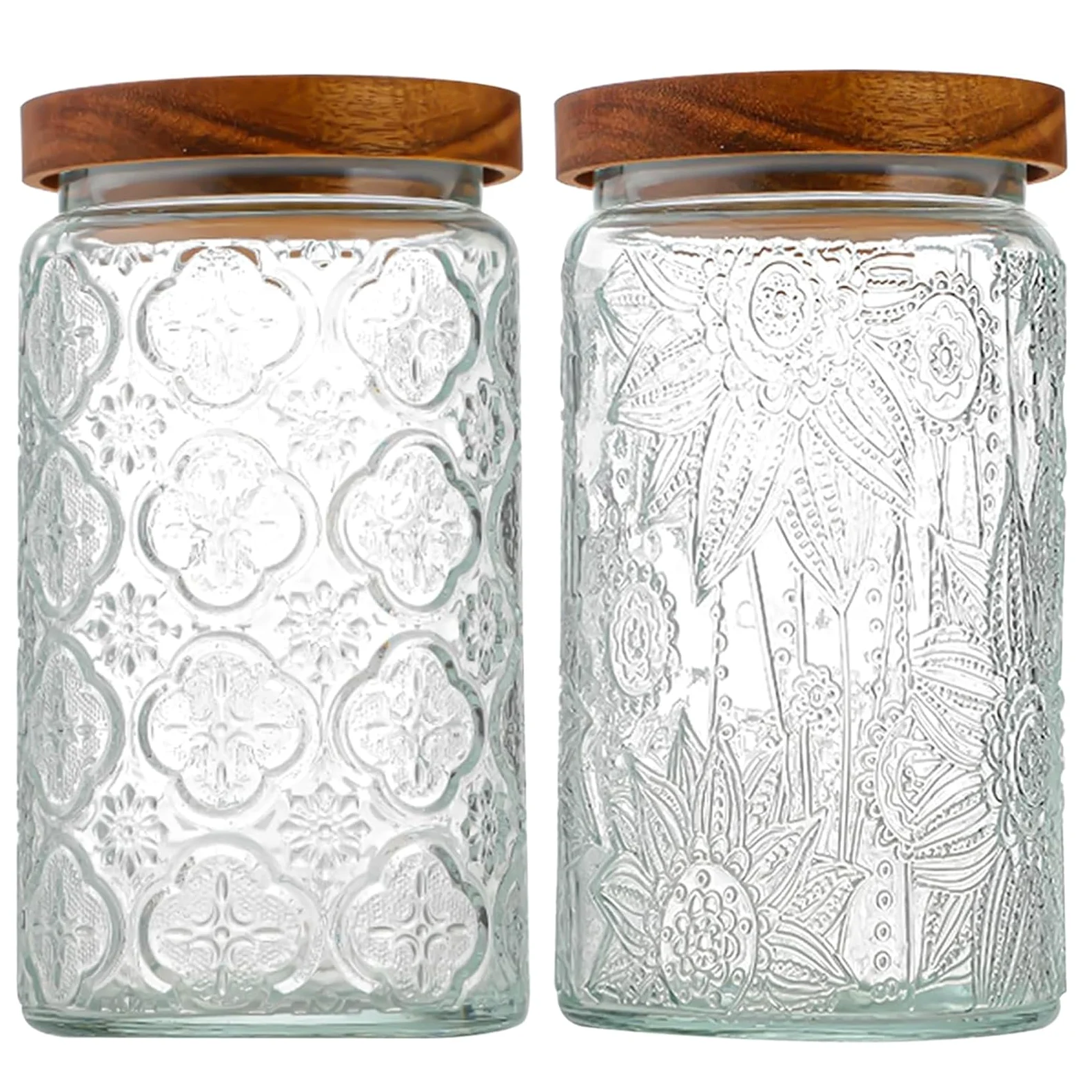 Juego de 2 tarros de cristal con tapa de 1000 ml, herméticos para cocina, tarros de especias grandes con tapa de madera para cocina, despensa, granos de café, harina, avena, cereales, pasta