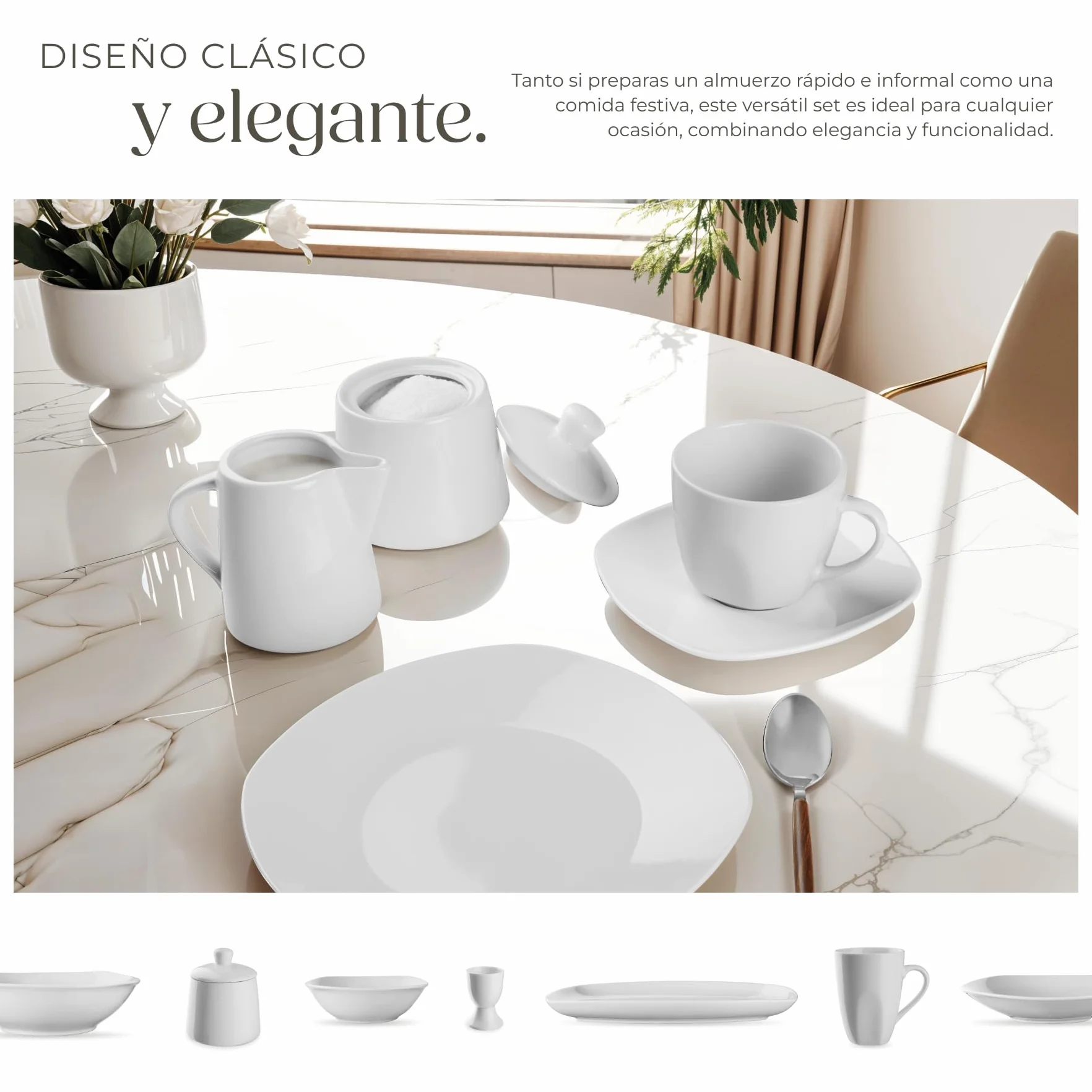 tectake® Juego de Vajilla de Porcelana, 100 Piezas para 12 Personas, Apta para Lavavajillas y Microondas, Platos y Cuencos Apilables, Resistente a Arañazos, Vajilla Completa Ideal para Cocina Moderna