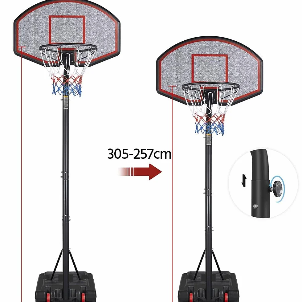 Yaheetech Canasta Baloncesto Exterior Altura Ajustable 304-353 cm Tablero Baloncesto de Pie Adultos Adolescentes