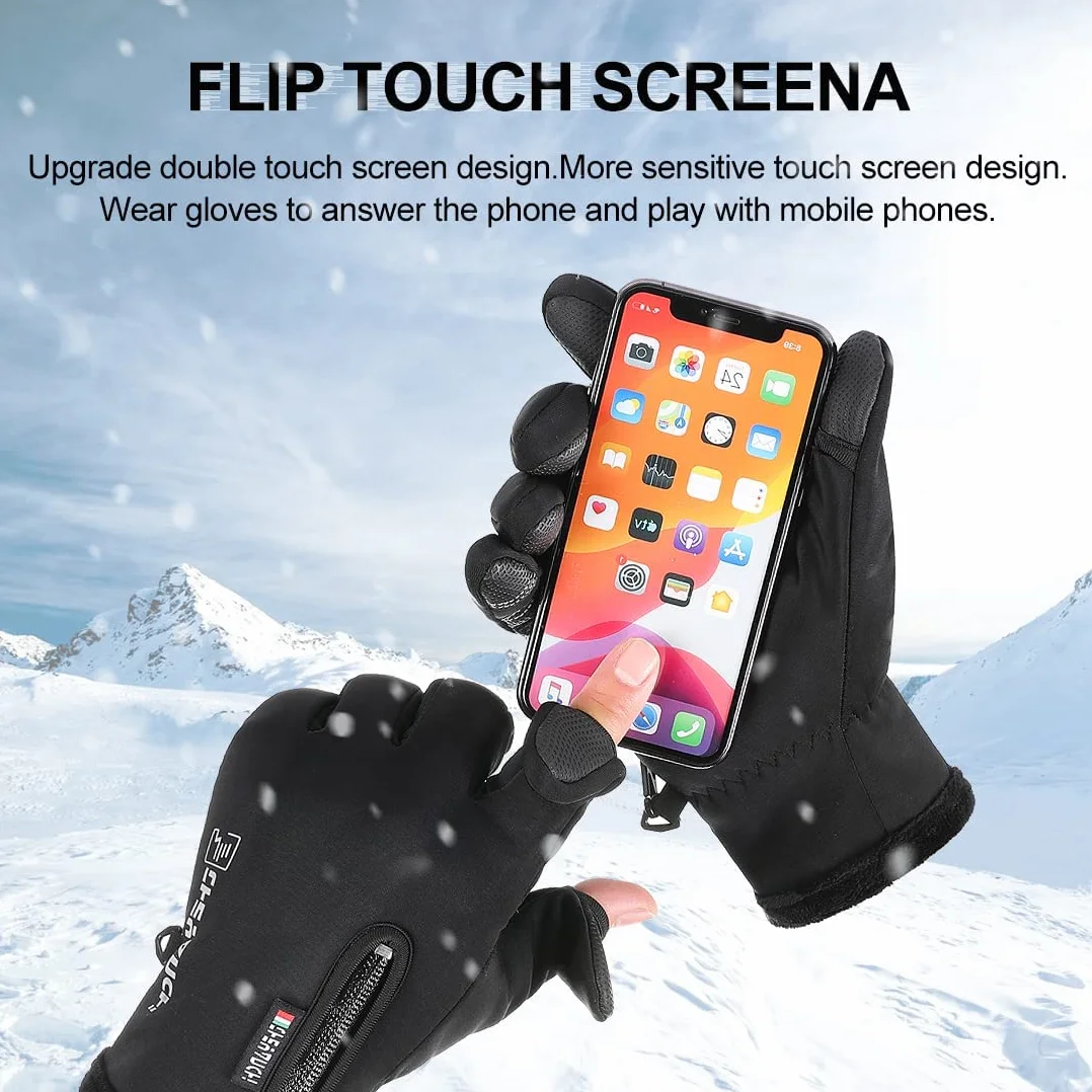 NewDoar Guantes de invierno 2 dedos cortados para pesca Pantalla táctil