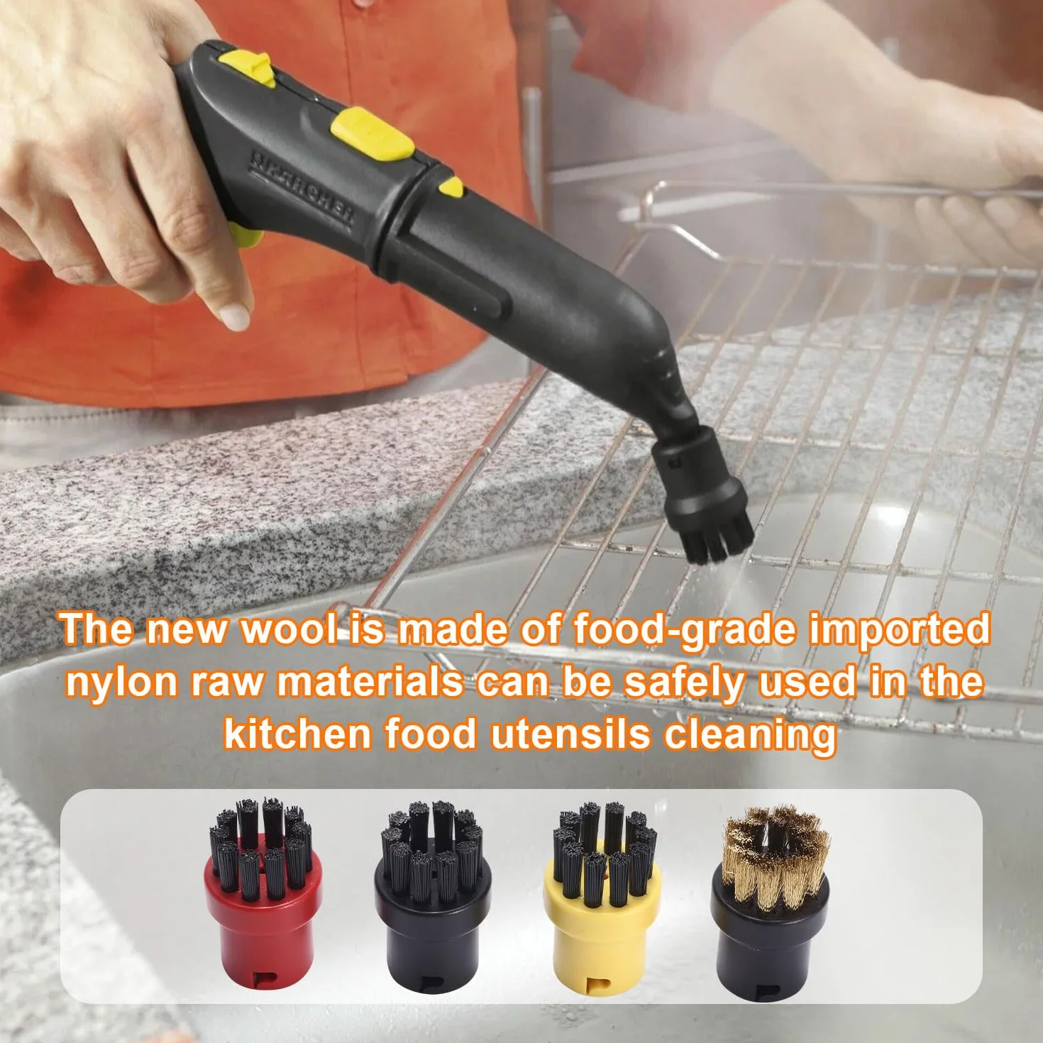 13 Limpieza a Vapor Accesorios, Compatible Con Karcher SC1 SC2 SC3 SC4 SC5，Contiene Juego De Cepillos Redondos Boquilla Ventana Escobilla De Goma Cepillos Conjuntos Repuestos