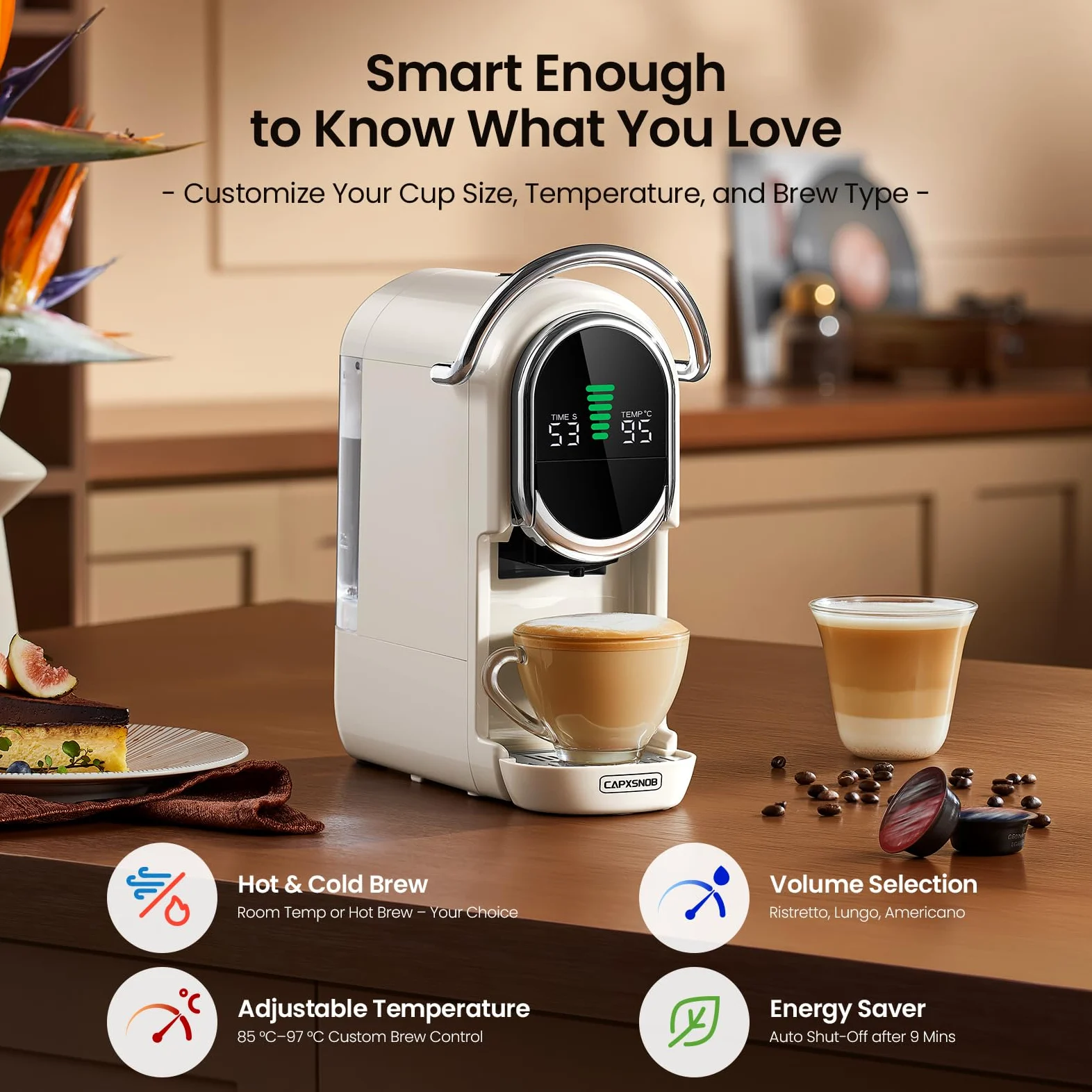 Magician1 Mini Pod - Máquinas de café 5 en 1 para Nespresso Original OL, Dolce Gusto, Lavazza A Modo Mio Capsule, almohadillas ESE de 44 mm y café molido espresso, 20 bares, 1450 W, preparación