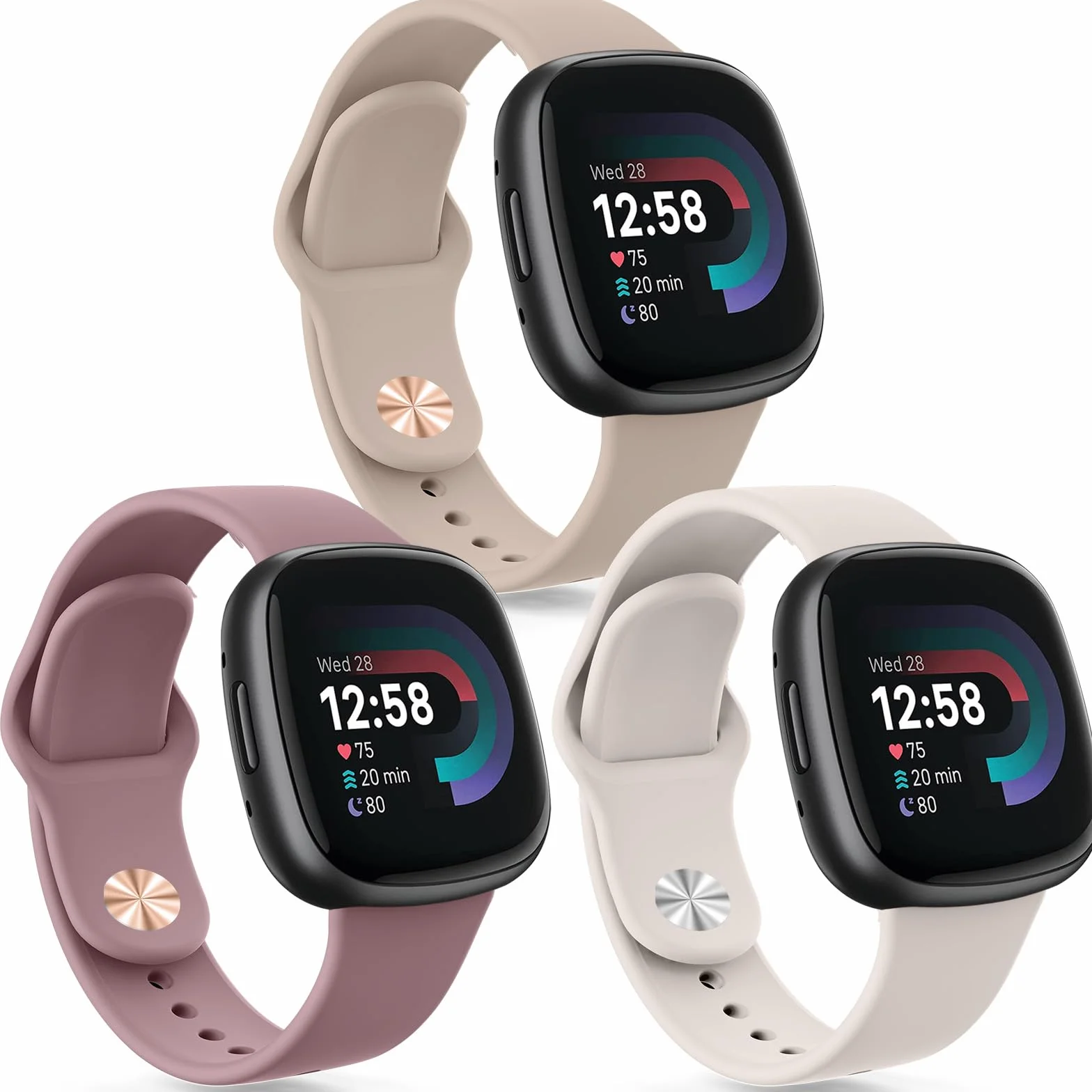 Correa Compatible con Fitbit Versa 4/Versa3/Sense/Sense 2, Pulsera de Repuesto Ajustable 3 Piezas