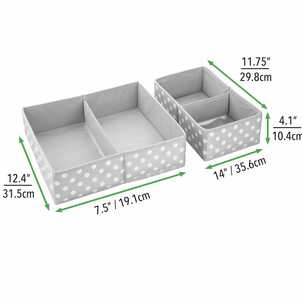 mDesign Juego de 2 cajas de almacenaje plegables para ropa de bebé – Organizador de armario fibra sintética transpirable gris y blanco