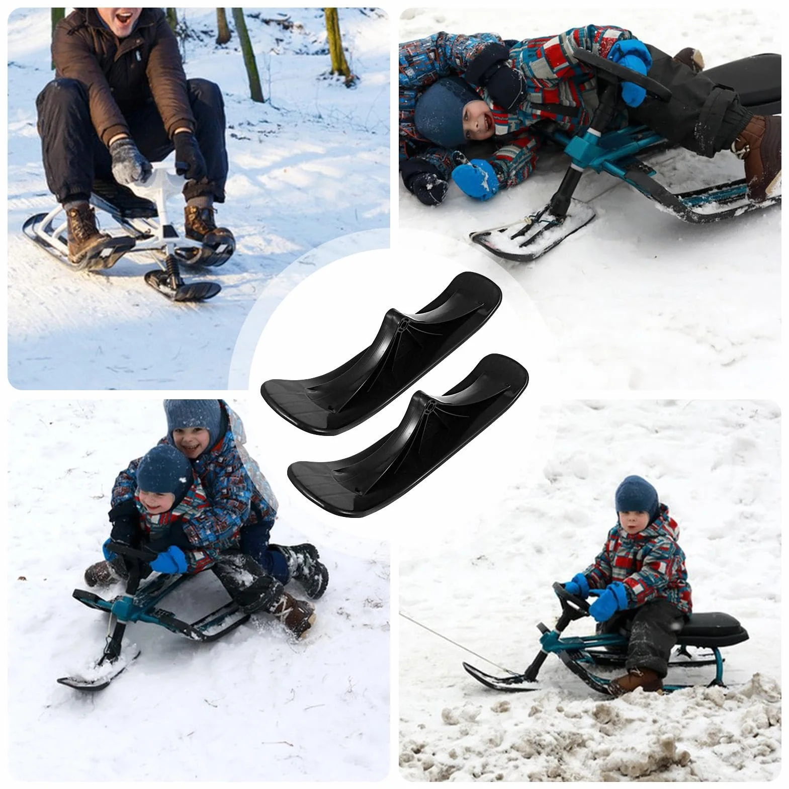 Kit de conversión de Patinete de esquí 2X Snow Sled Multicolor Polipropileno 14.96x4.33 Pulgadas