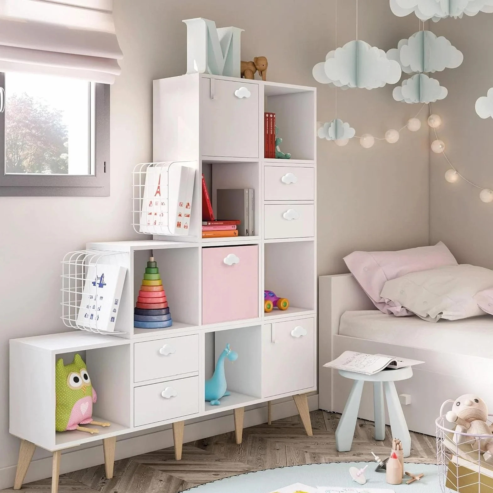 8 Pomos de Armario Con Forma de Nube Para Habitación de Niños, Diseño de Dibujos Animados, Tiradores de Muebles y Cajones Con Tornillos