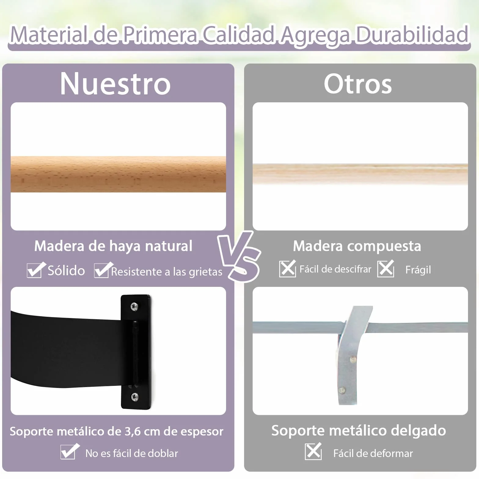 COSTWAY Barra de Ballet de Pared 120 cm, Altura Fija para Yoga, Estiramiento, Entrenamiento