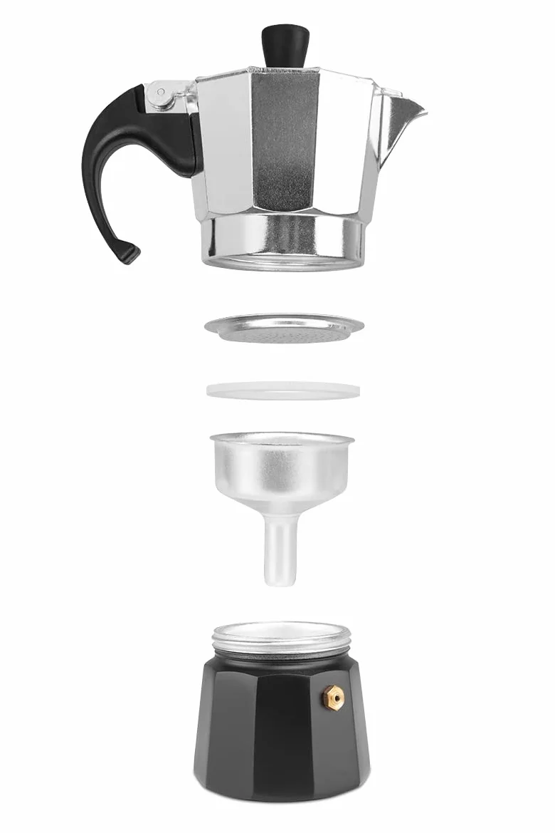Orbegozo KFM 230, Cafetera Italiana, 2 tazas, apta para cocina de gas, vitrocerámica y electrica, aluminio, color negro y silver
