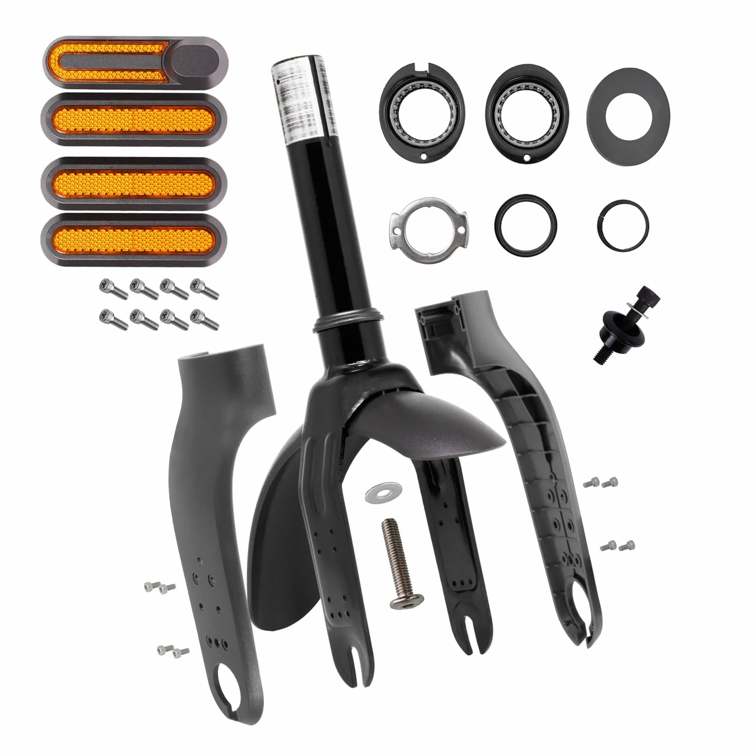 Horquilla delantera para patinete Xiaomi M365, M365 Pro, Pro2, Essential y 1S (tenedor + accesorios- Negro)