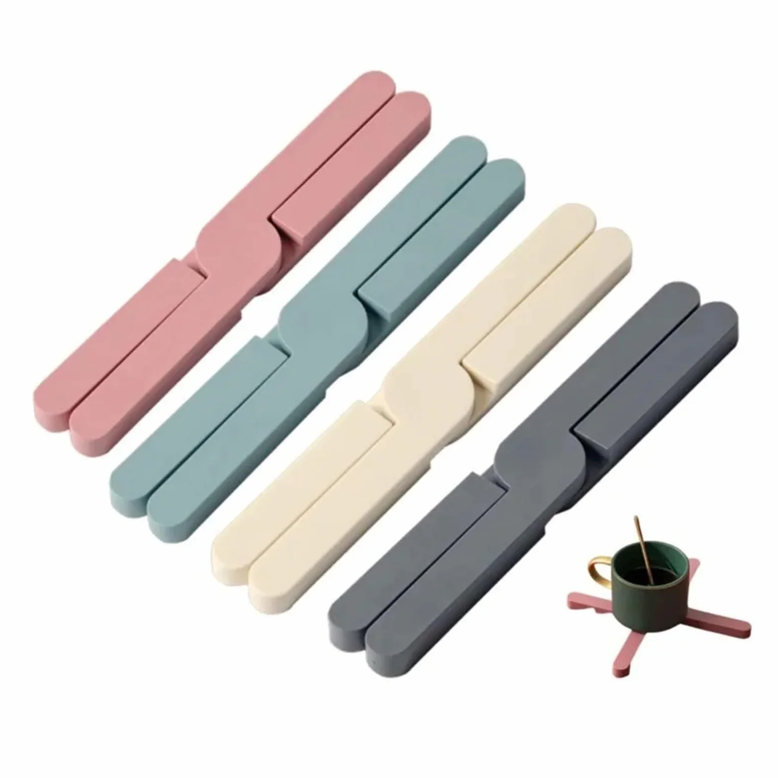 6 Piezas de Almohadillas Resistentes al Calor, Plegables, Antideslizantes, for ollas y sartenes para Ollas y Sartenes Calientes(Grey)